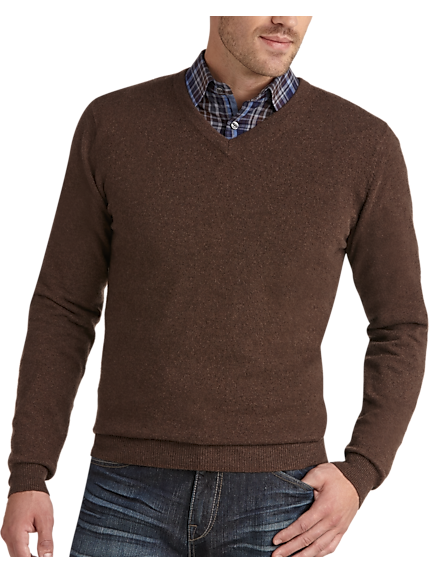 Mens Brown V Neck Sweater | Mens Wearhouse