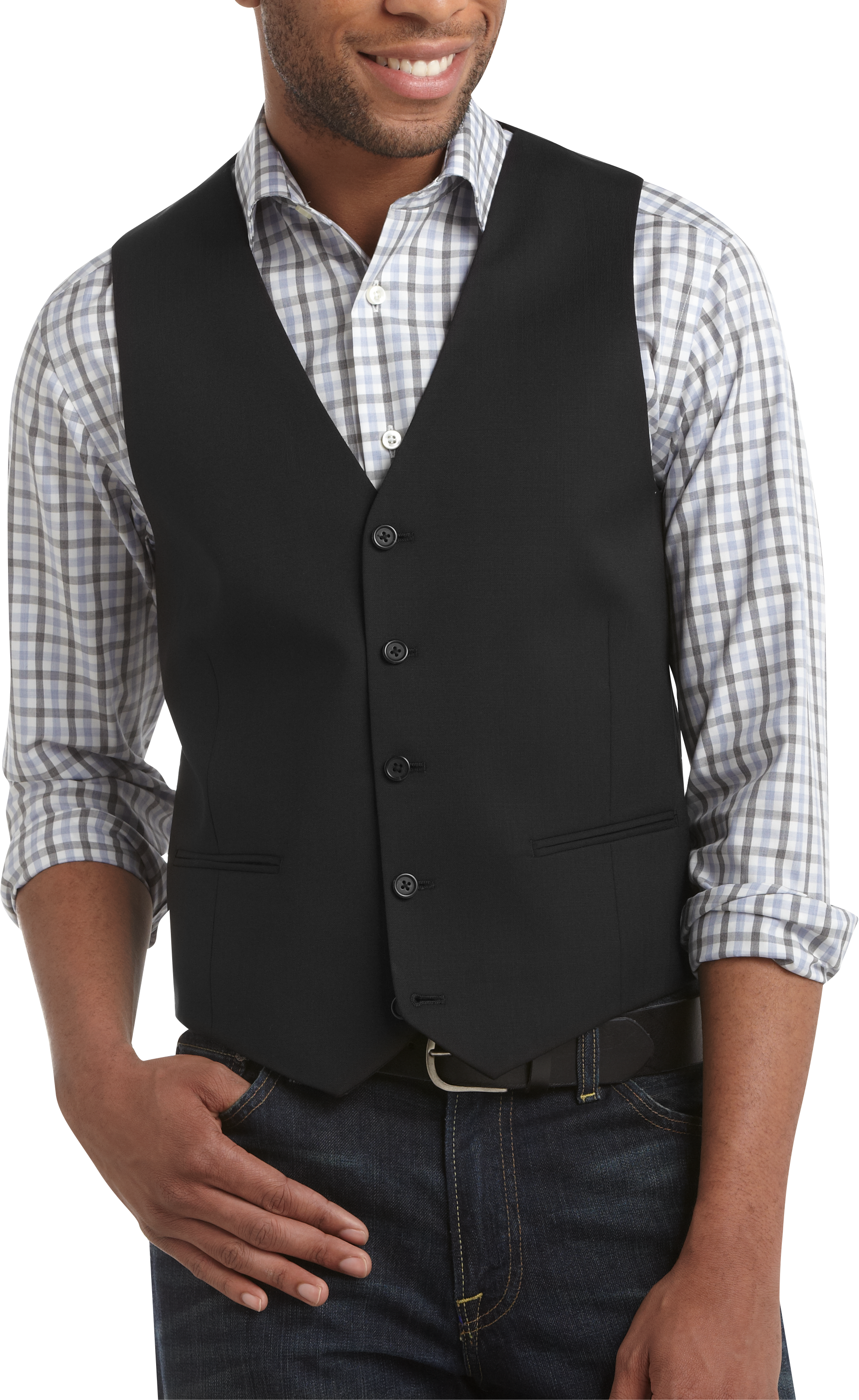 Egara Black Slim Fit Tailored Suit Separates Vest