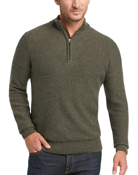 Joseph Abboud Evergreen Mock-Neck 1/2 Zip Sweater - Men's Sweaters ...