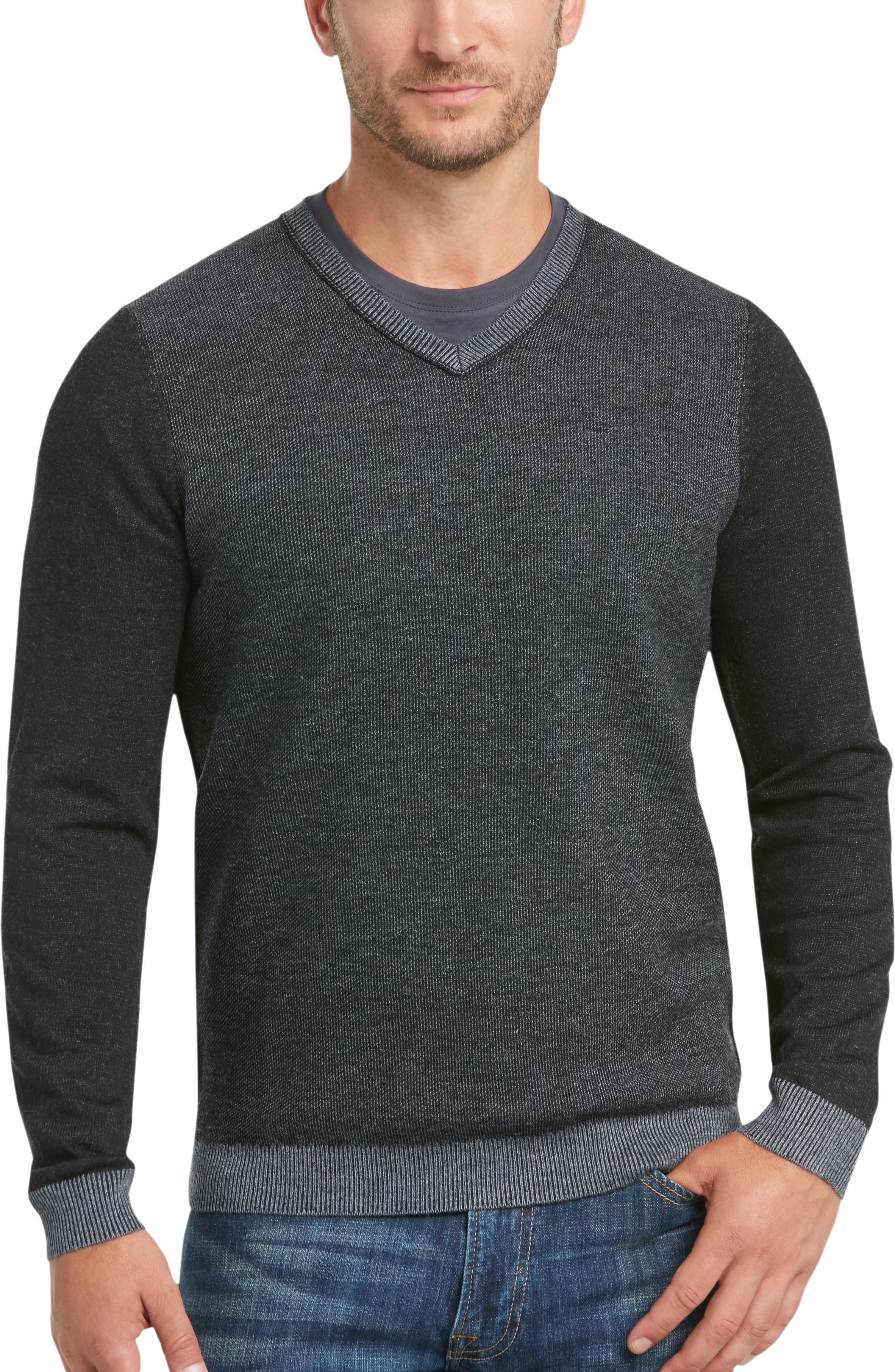 JOE Joseph Abboud Black Slim Fit V-Neck Sweater - Men's Slim Fit | Men ...