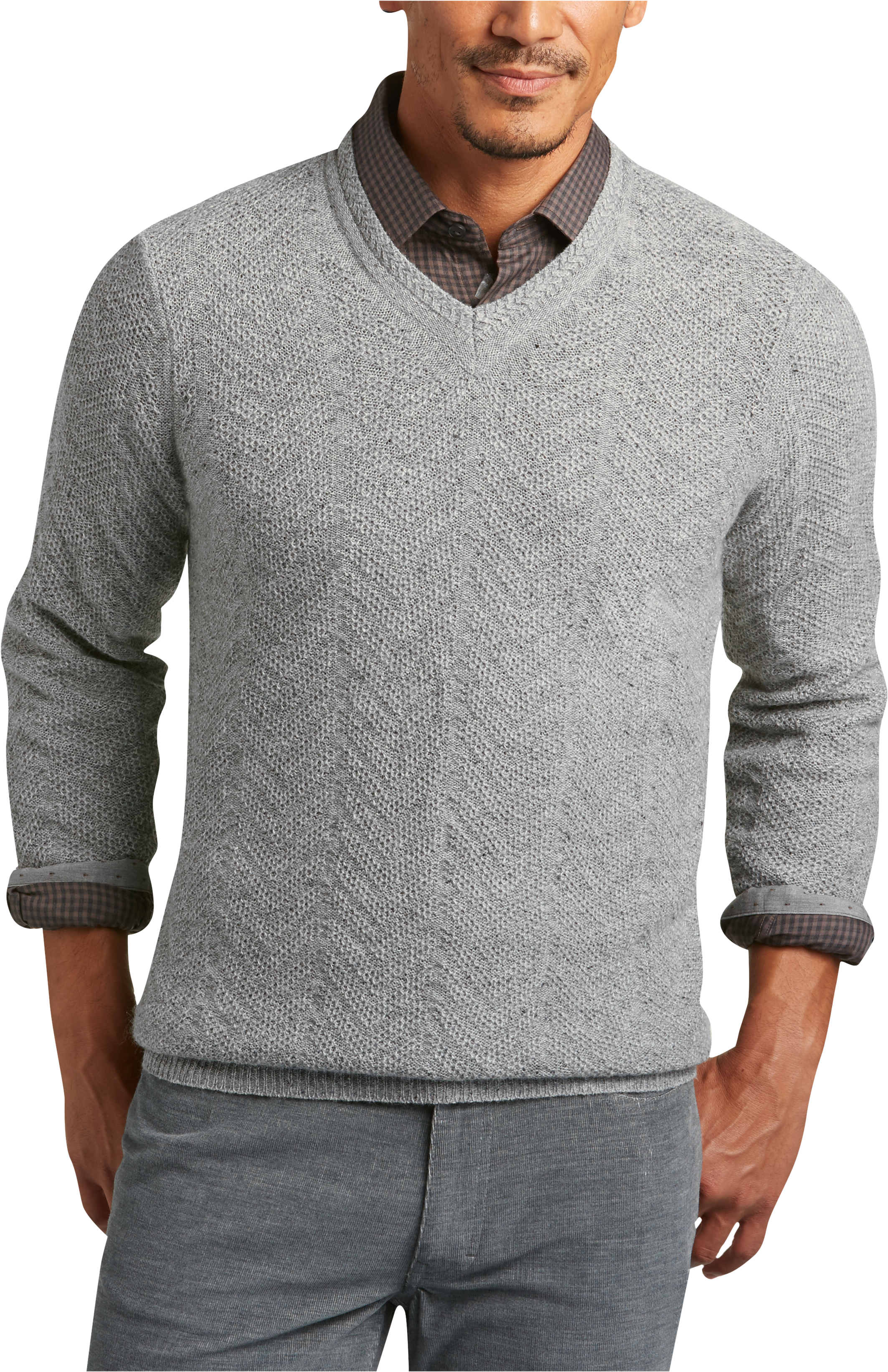 Joseph Abboud Silver V-Neck Sweater - Men's Sweaters | Men's Wearhouse