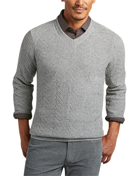 Joseph Abboud Silver V-Neck Sweater - Men's Sweaters | Men's Wearhouse
