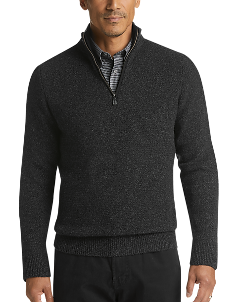 Joseph Abboud Limited Edition Black 1/4 Zip Mock Neck Cashmere Sweater ...