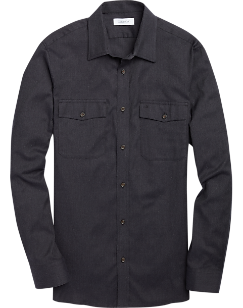 Calvin Klein Black Slim Fit Shirt Jacket - Men's Shirts | Men's Wearhouse