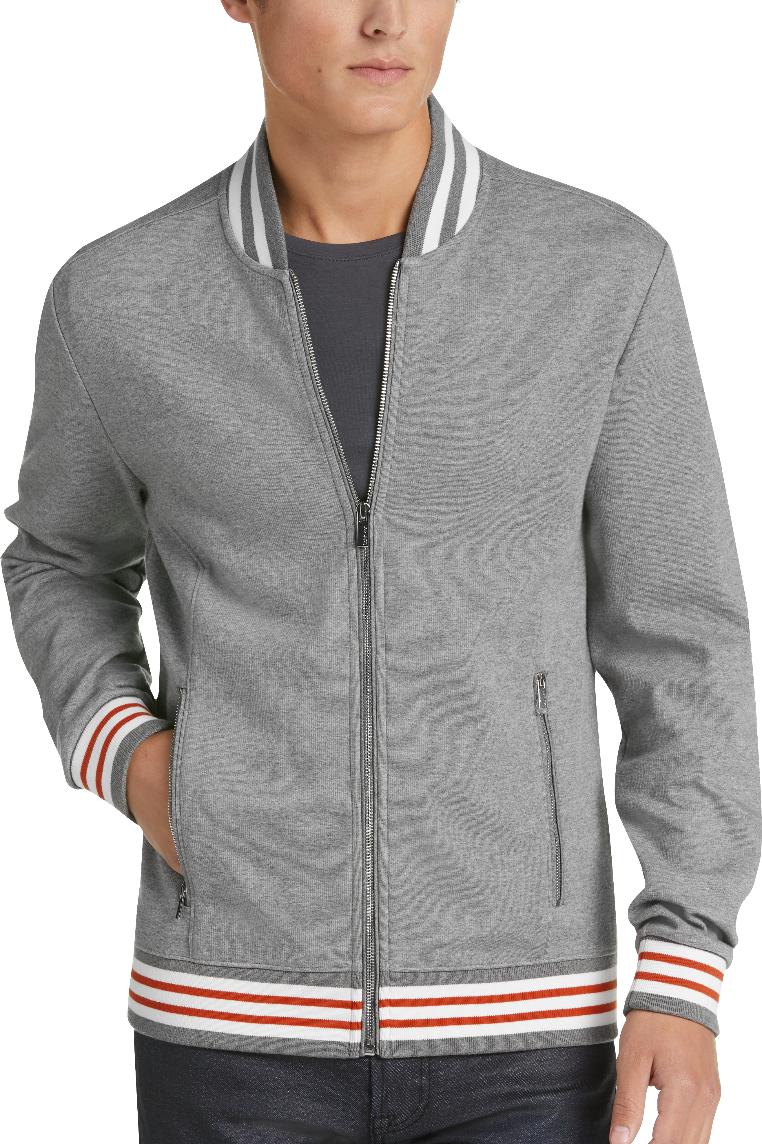 Calvin Klein Grey Zippered Jacket - Men's Sale | Men's Wearhouse