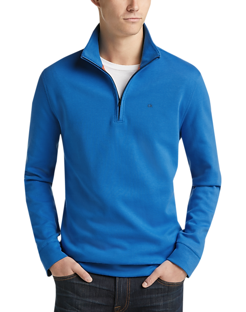 Calvin Klein Medium Blue 1/4 Zip Pullover - Men's Sale | Men's Wearhouse