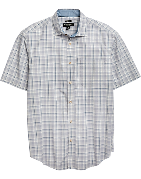 Pronto Uomo Blue & Tan Plaid Classic Fit Short Sleeve Sport Shirt - Men ...
