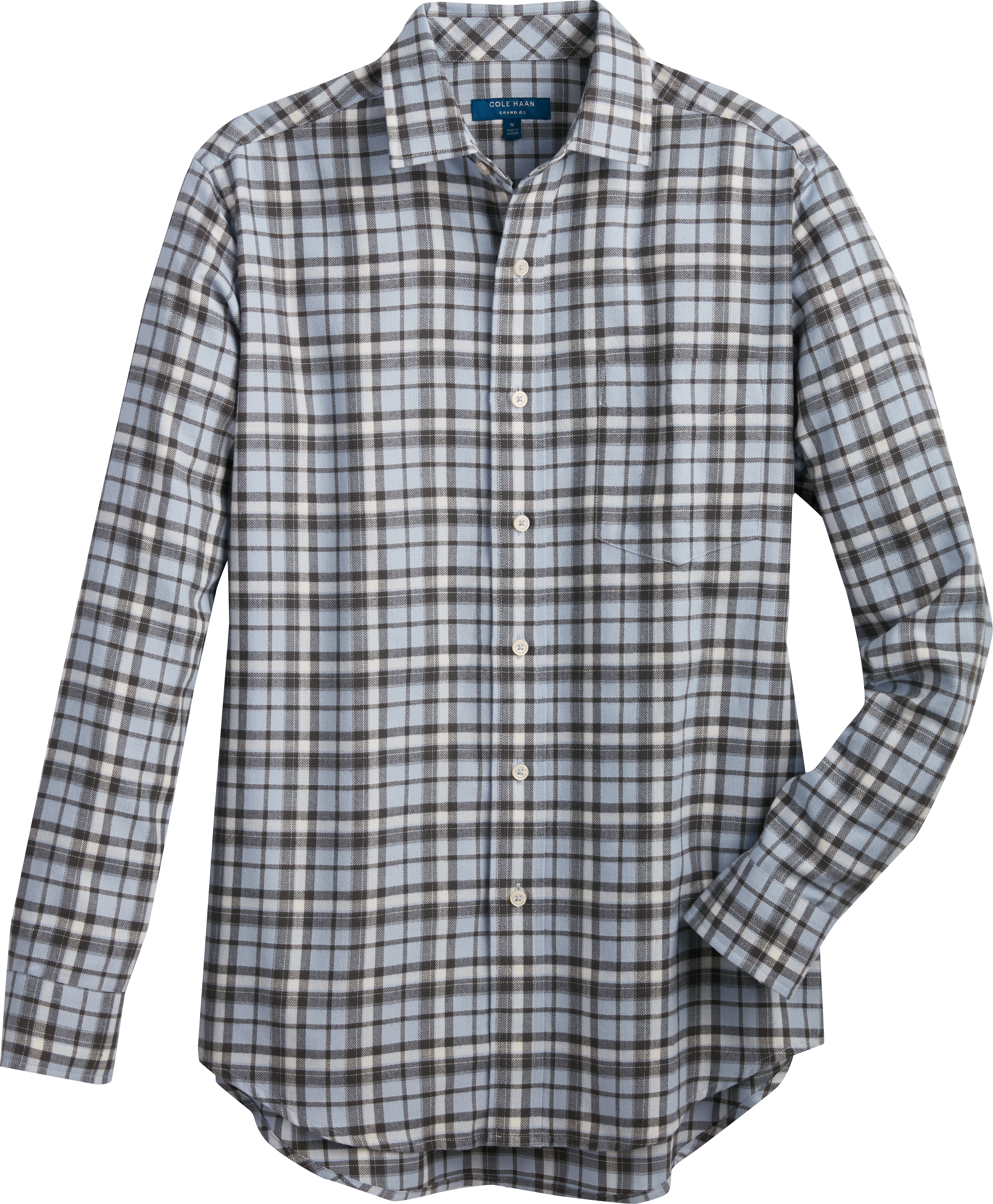 Cole Haan Grand.ØS. Light Blue Plaid Sport Shirt - Men's Shirts | Men's ...