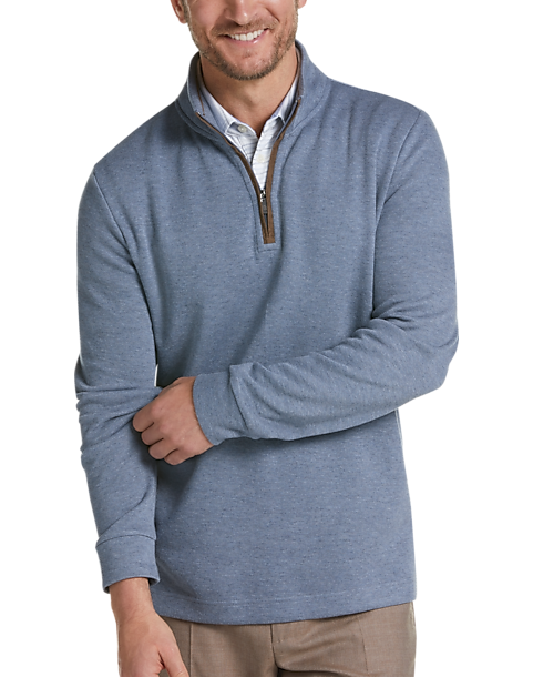 Joseph Abboud Blue 1/4 Zip Mock Neck Modern Fit Pullover - Men's Shirts ...