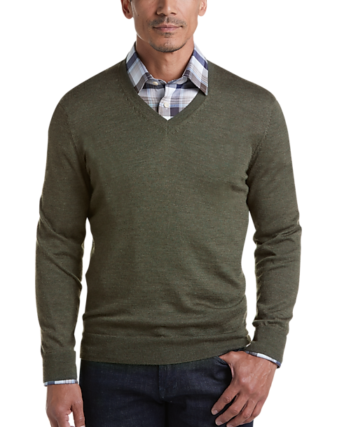 Joseph Abboud Olive 37.5® Technology V-Neck Sweater - Men's Sweaters ...