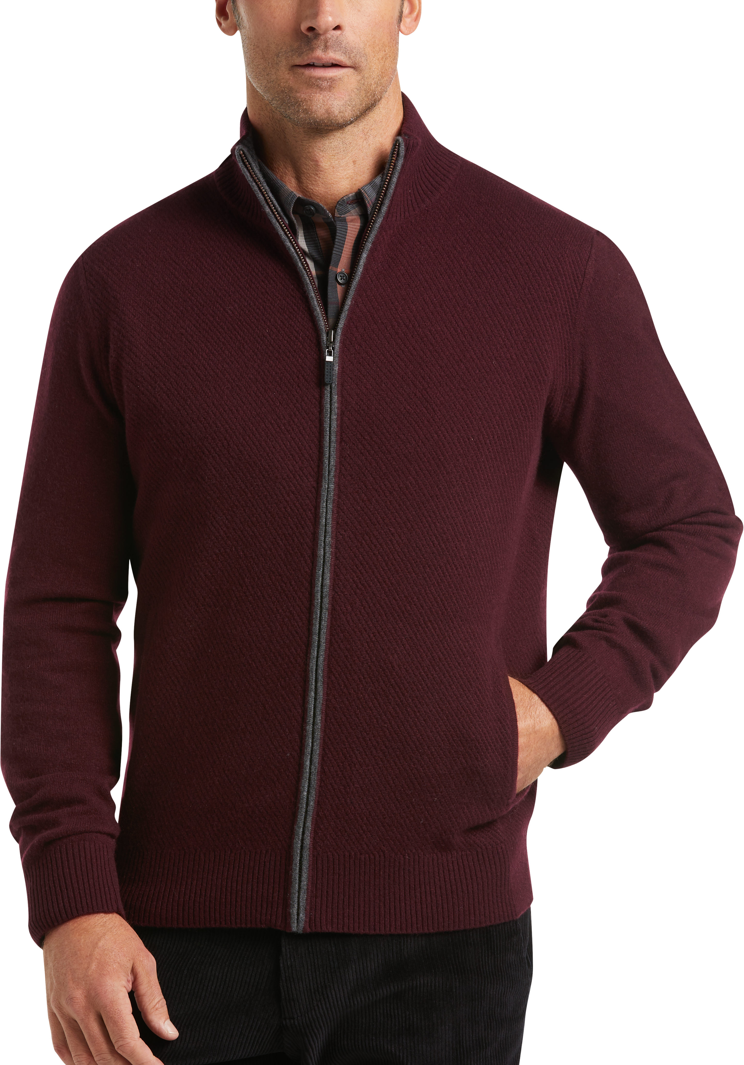 men's zip front cardigan sweater