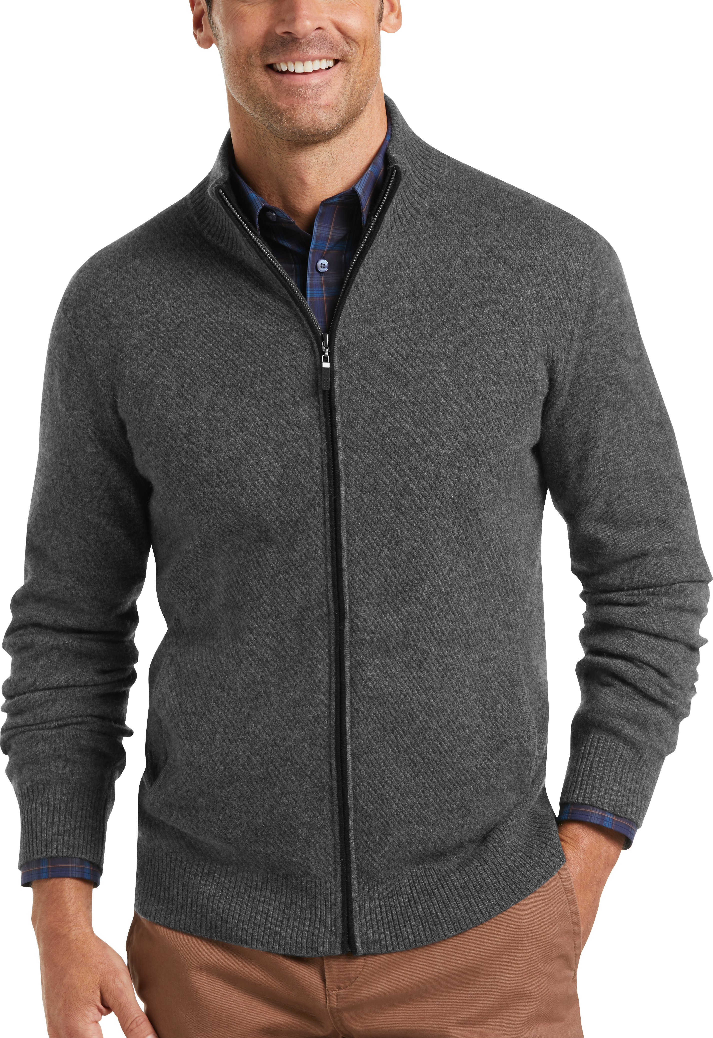 mens cashmere cardigan zipper