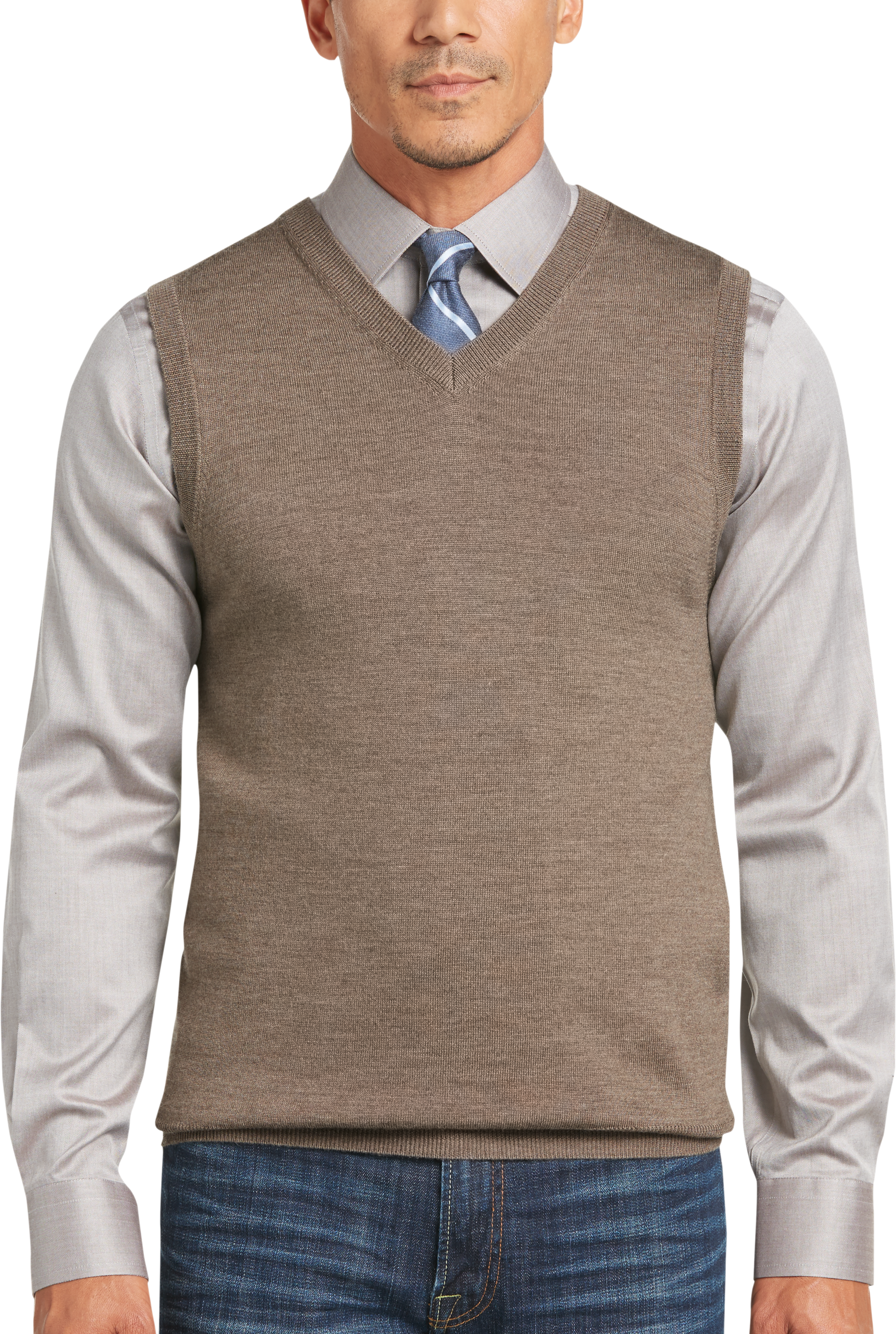 mens tan v neck sweater