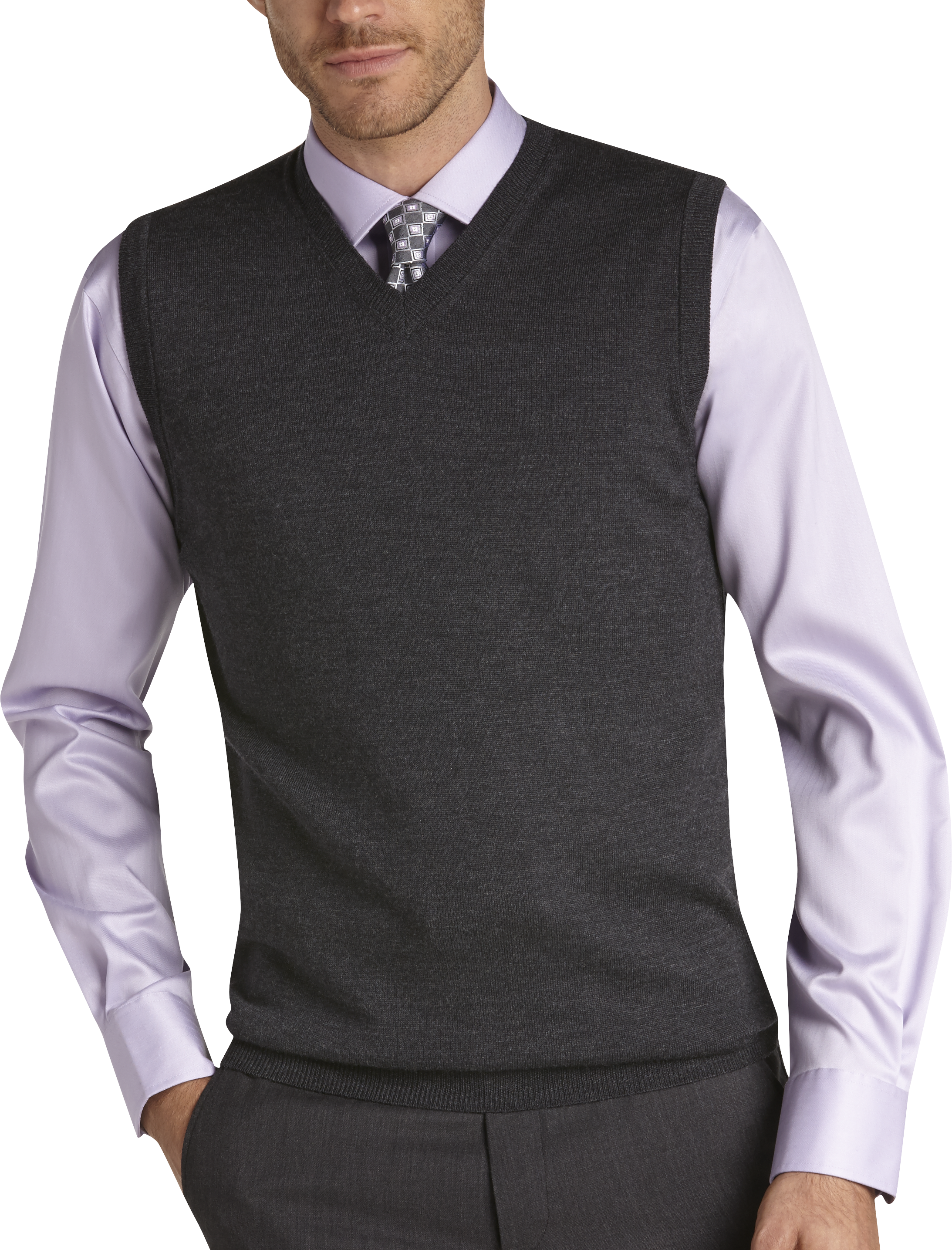 Joseph Abboud Charcoal Merino Vest - Men's Sweater Vests | Men's Wearhouse