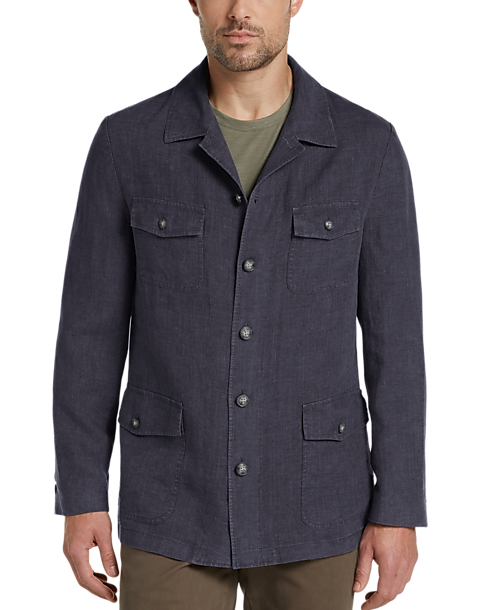 Joseph Abboud Navy Linen Modern Fit Casual Coat - Men's Sport Coats ...