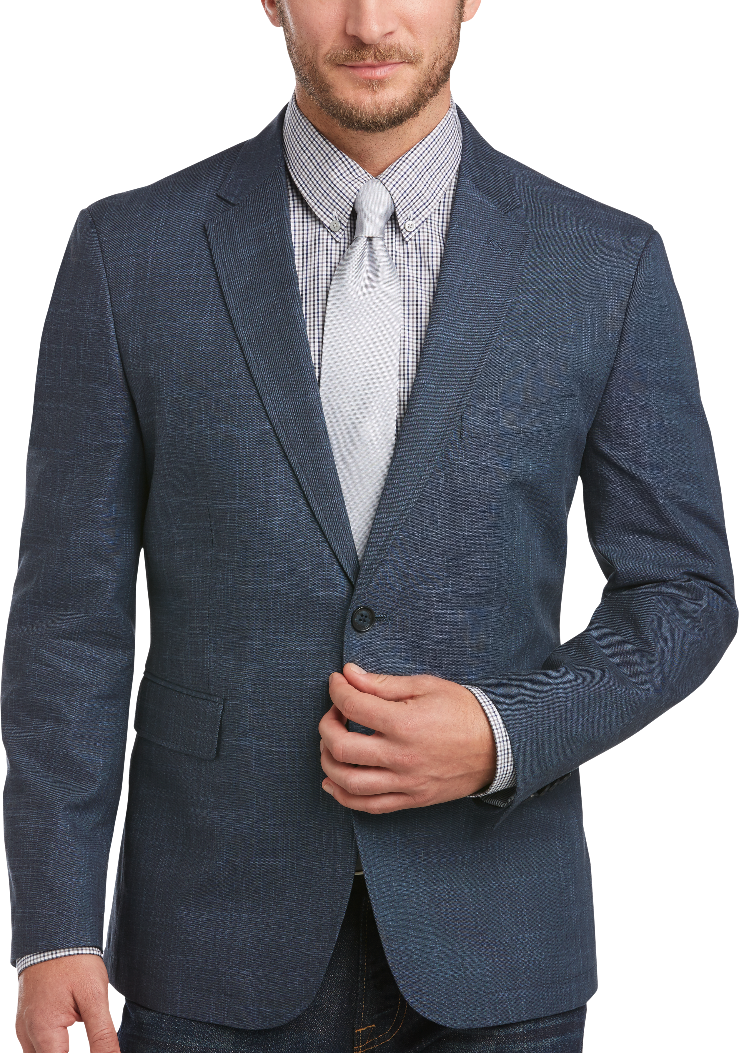 Joseph Abboud Navy Plaid Casual Coat - Men's Casual Coats | Men's Wearhouse