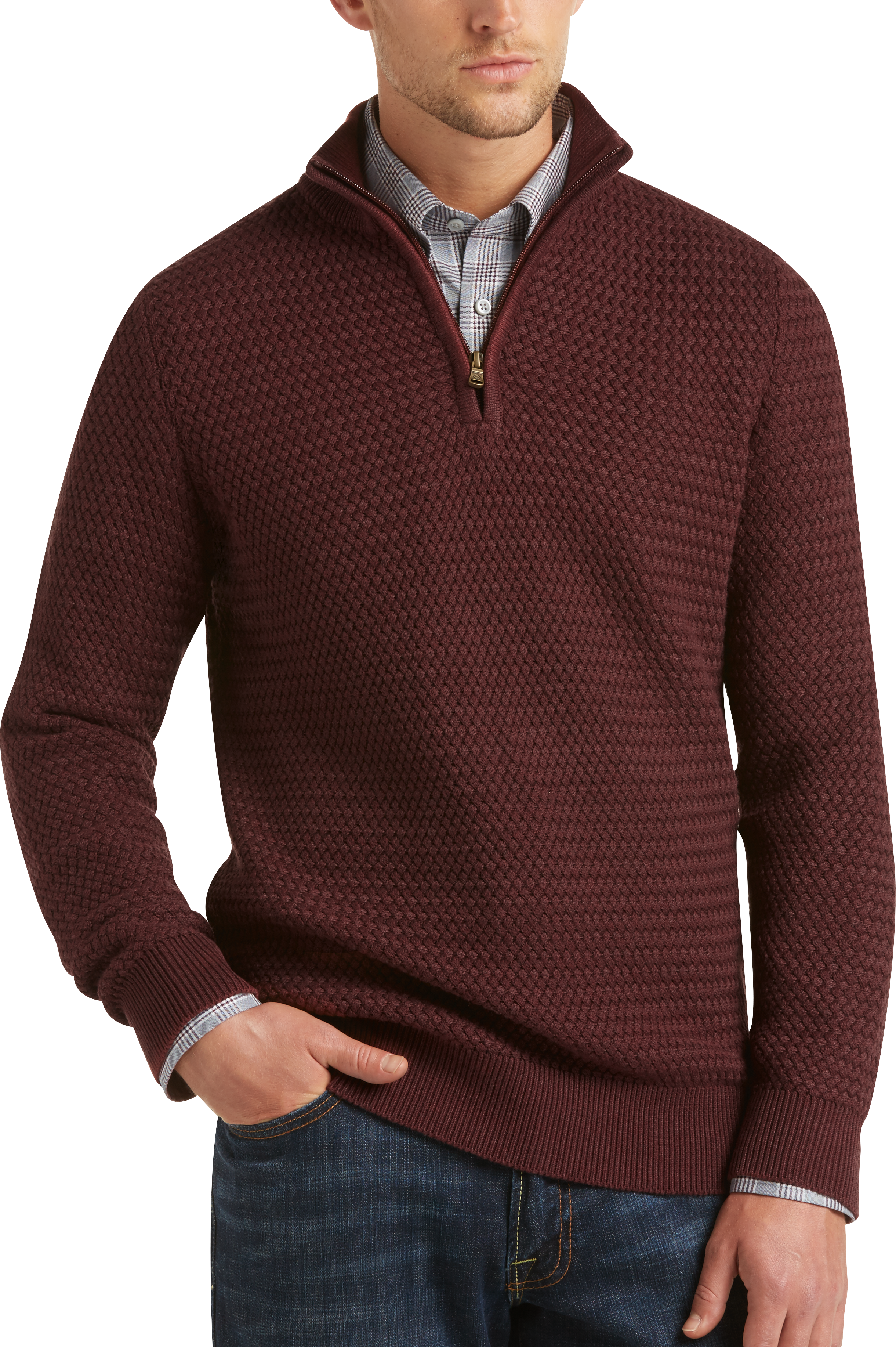 Joseph Abboud Black Polo Collar Merino Wool Sweater - Men's Sweaters ...