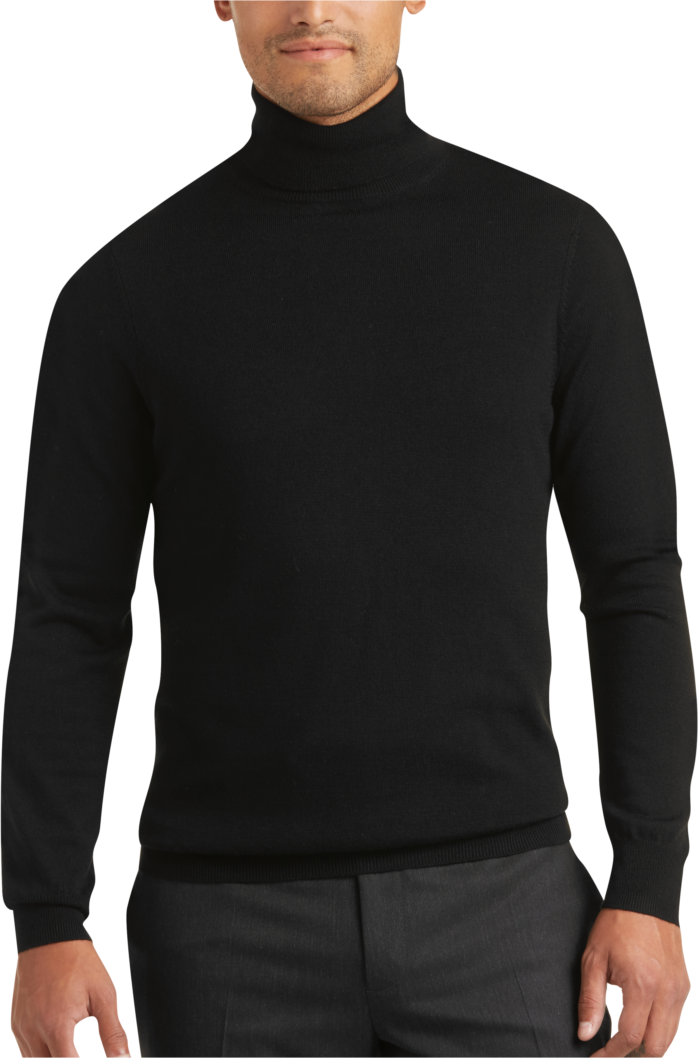 men's black merino wool turtleneck