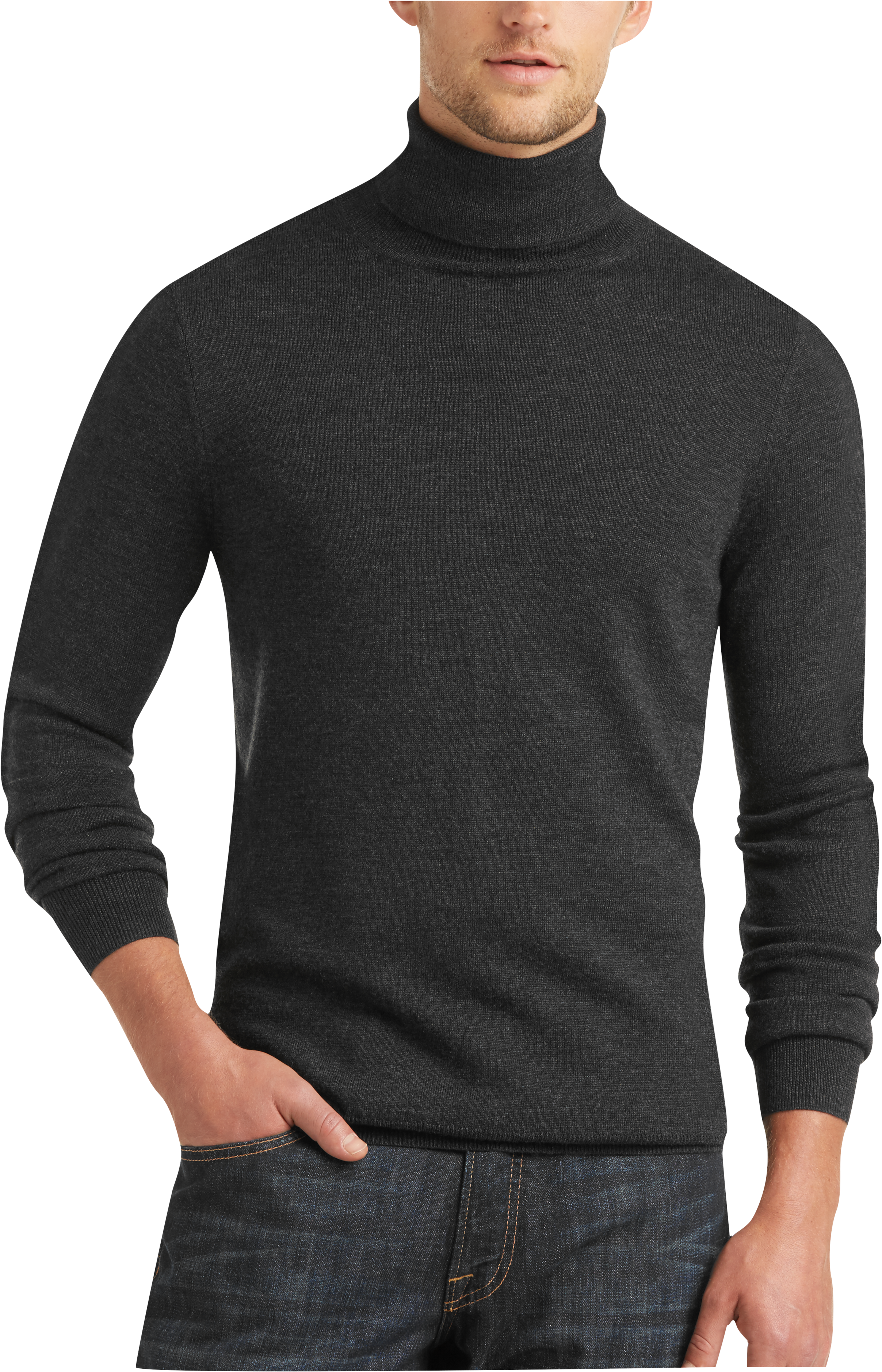 Joseph Abboud Charcoal Modern Fit Turtleneck Sweater - Men's Sweaters ...