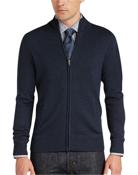 Joseph Abboud Ink Blue Full Zip Sweater - Men's Sweaters | Men's ...