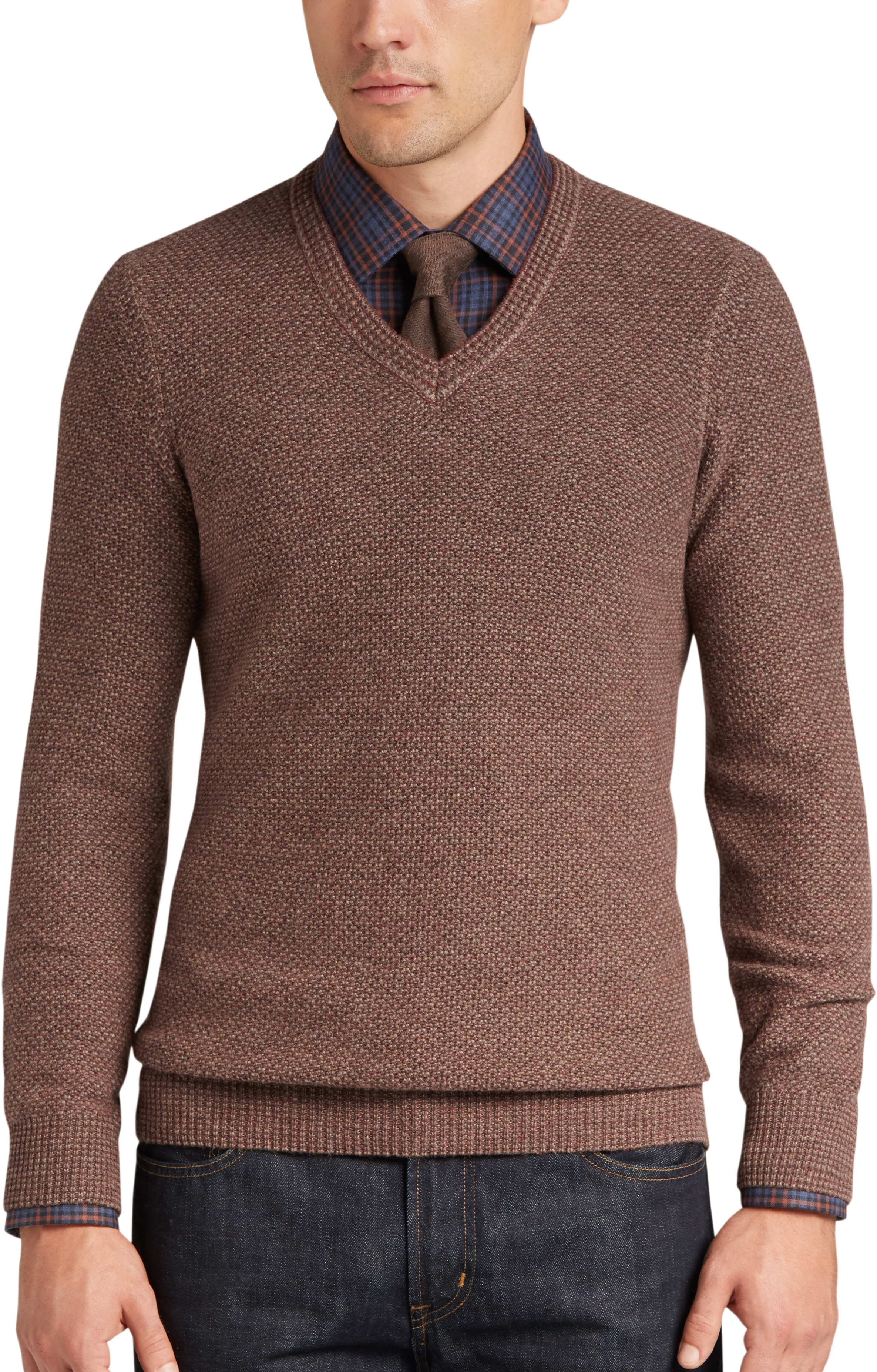 rust v neck sweater