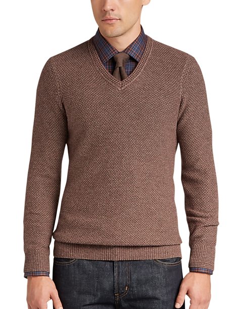 Joseph Abboud Rust V-Neck Sweater - Men's Sweaters | Men's Wearhouse