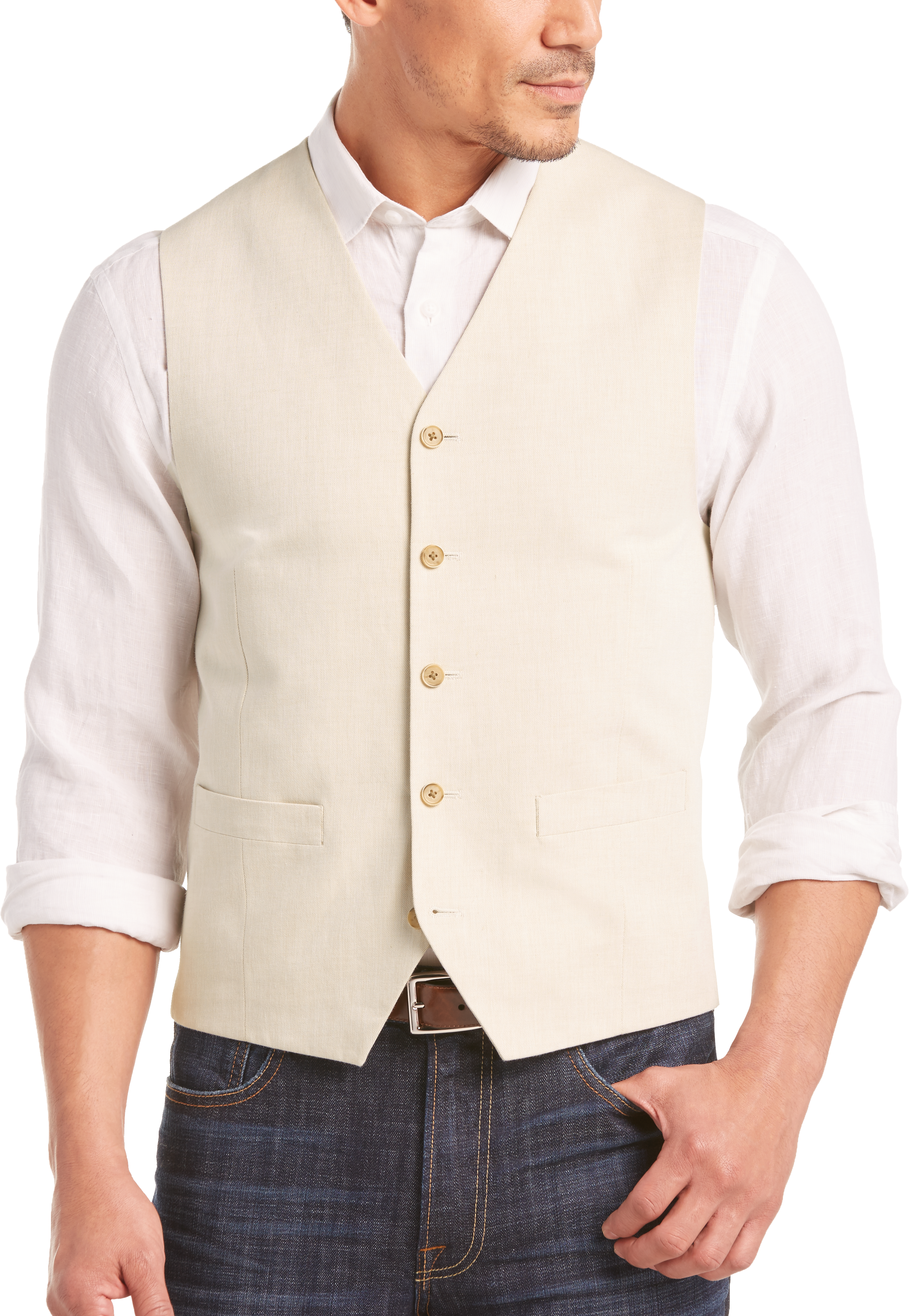 Joseph Abboud Light Tan Modern Fit Linen Vest - Men's Tailored Vests ...