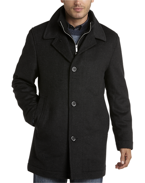 Pronto Uomo Black Tic Wool Classic Fit Bib Coat - Men's Topcoats | Men ...
