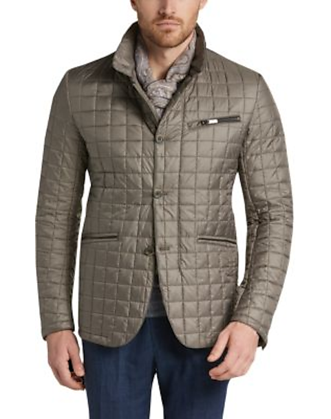 Joseph Abboud Collection Stone Gray Modern Fit Quilted Jacket - Men's ...