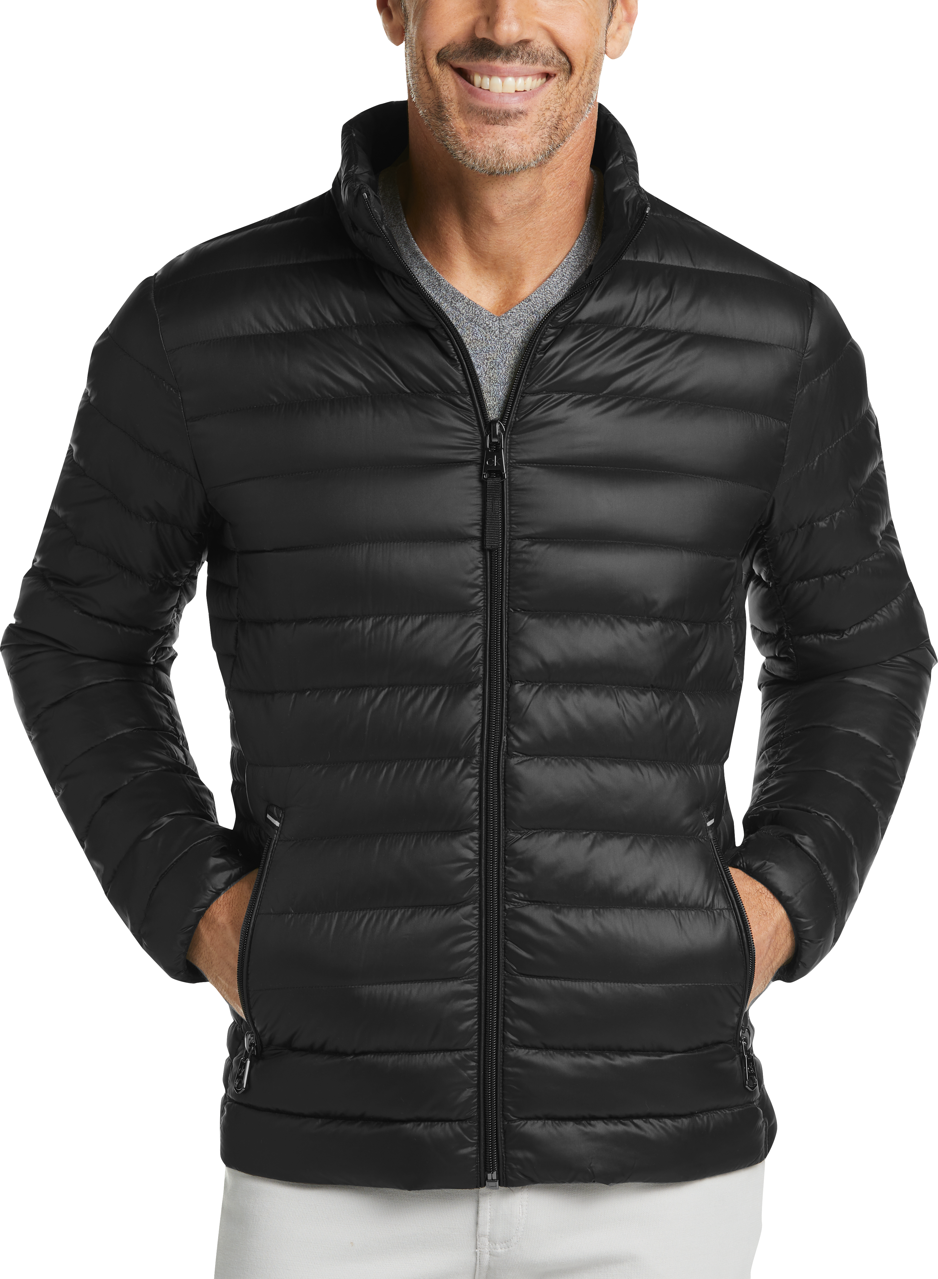 calvin klein black quilted jacket