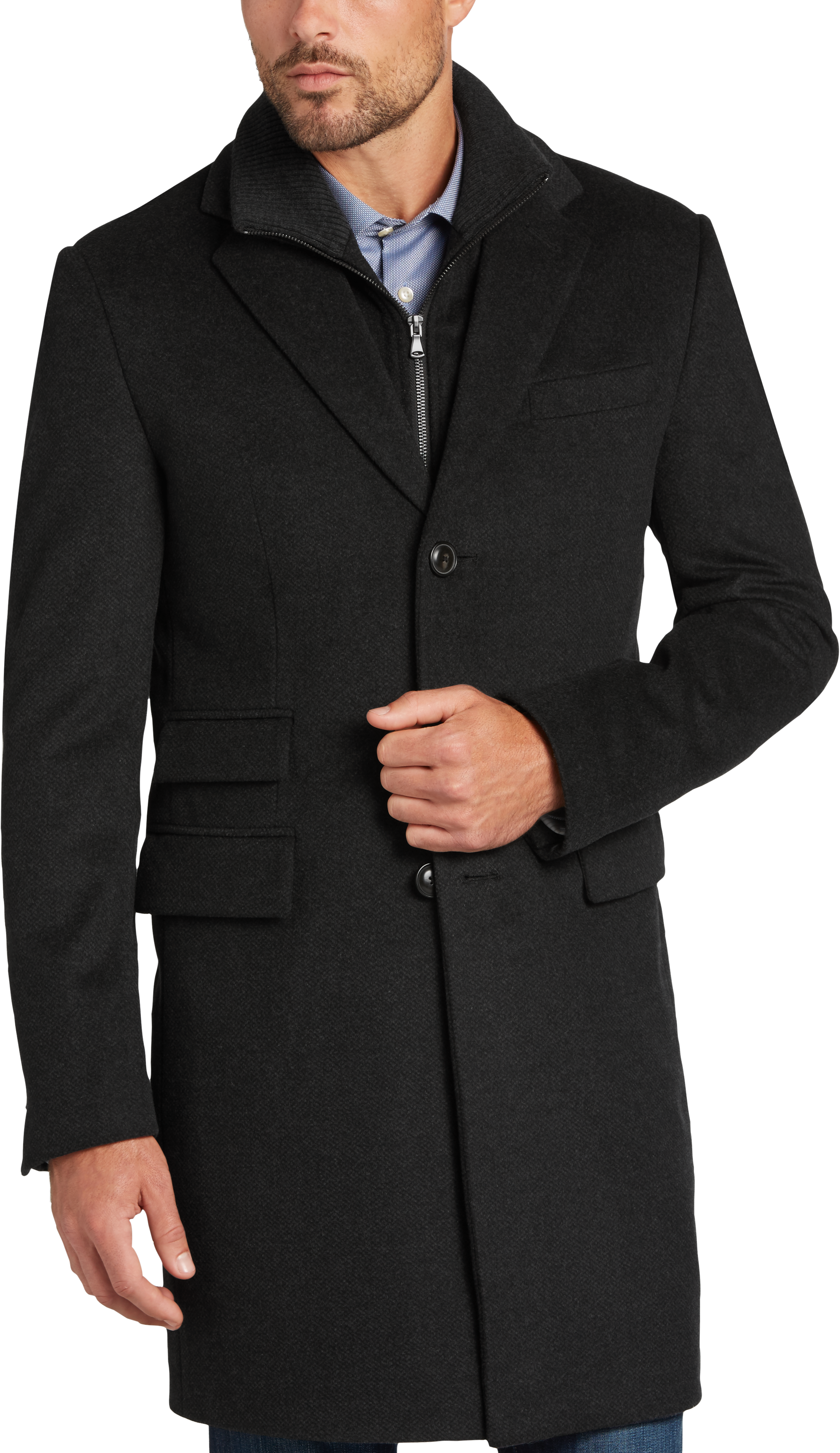 egara charcoal slim fit topcoat