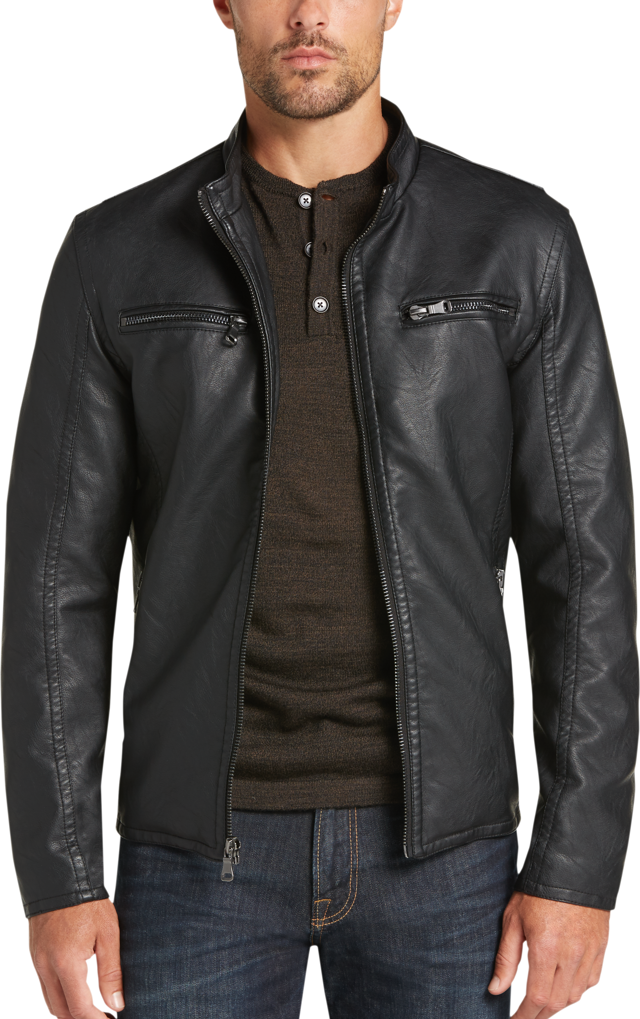 Pronto Uomo Black Modern Fit Moto Jacket - Men's Outerwear | Men's ...