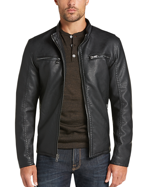 Pronto Uomo Black Modern Fit Moto Jacket - Men's Outerwear | Men's ...
