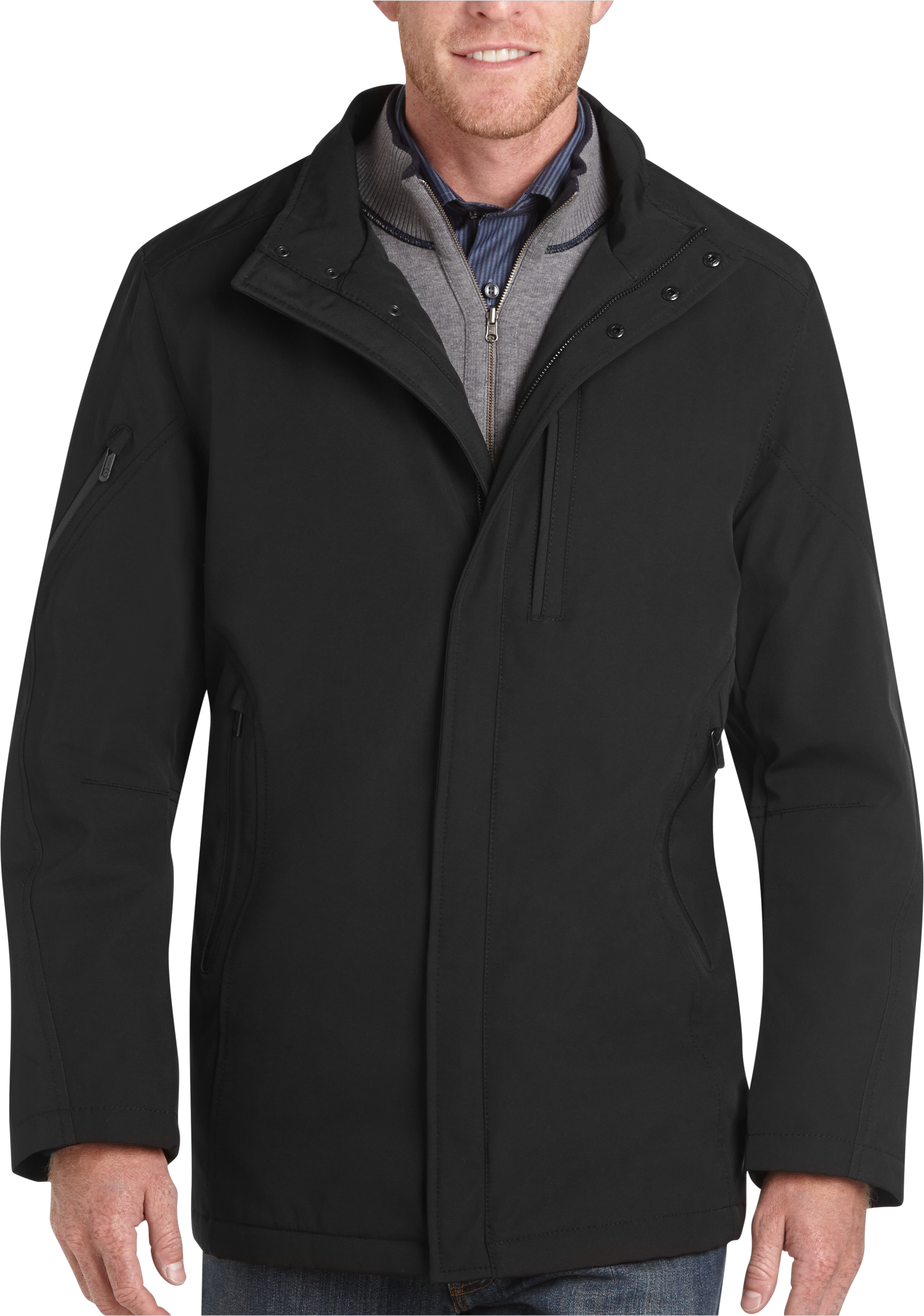 T-Tech by Tumi Black Water Repellant Classic Fit Jacket