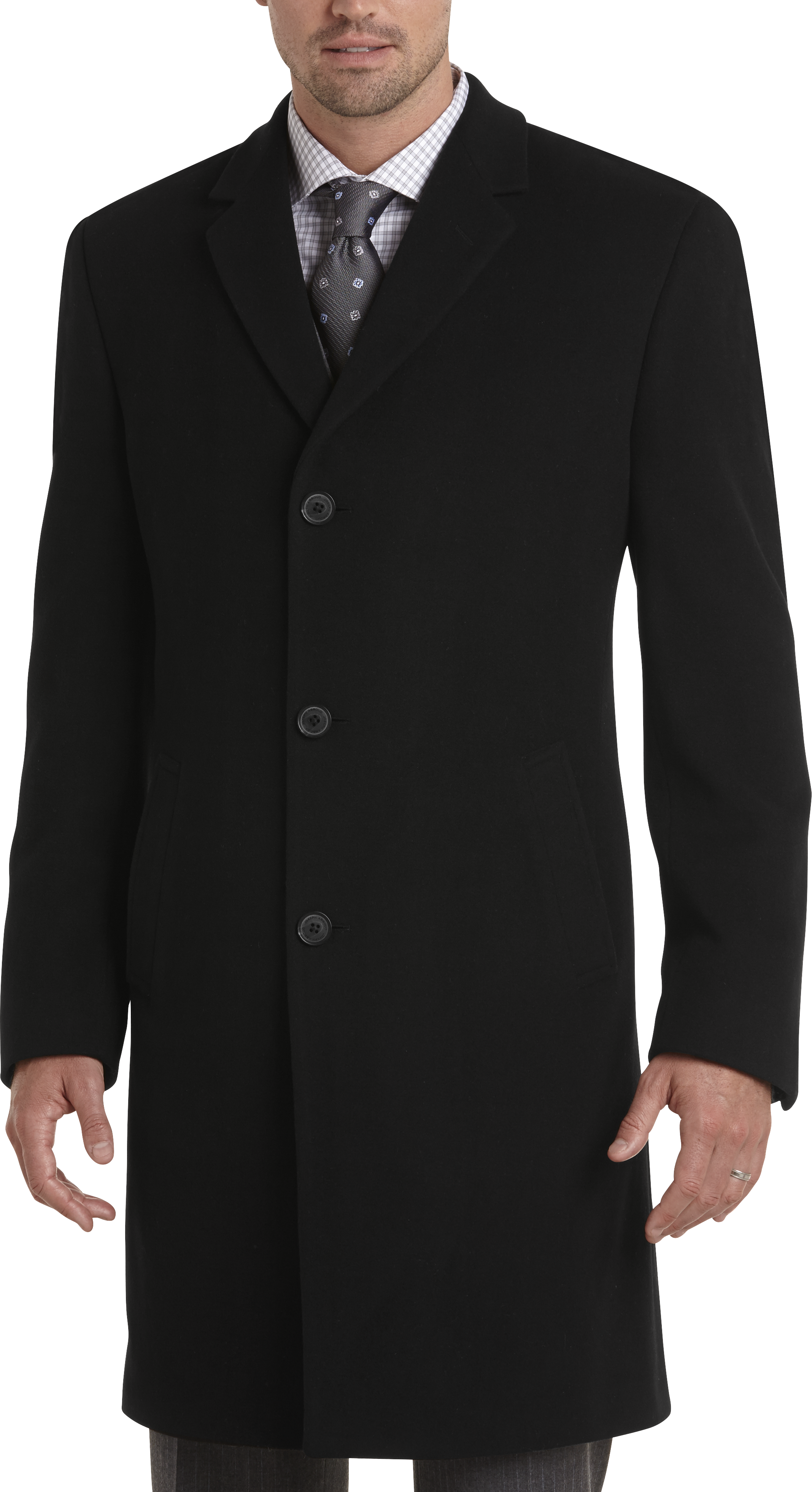 Joseph Abboud Black Cashmere Blend Modern Fit Topcoat - Men's Topcoats ...