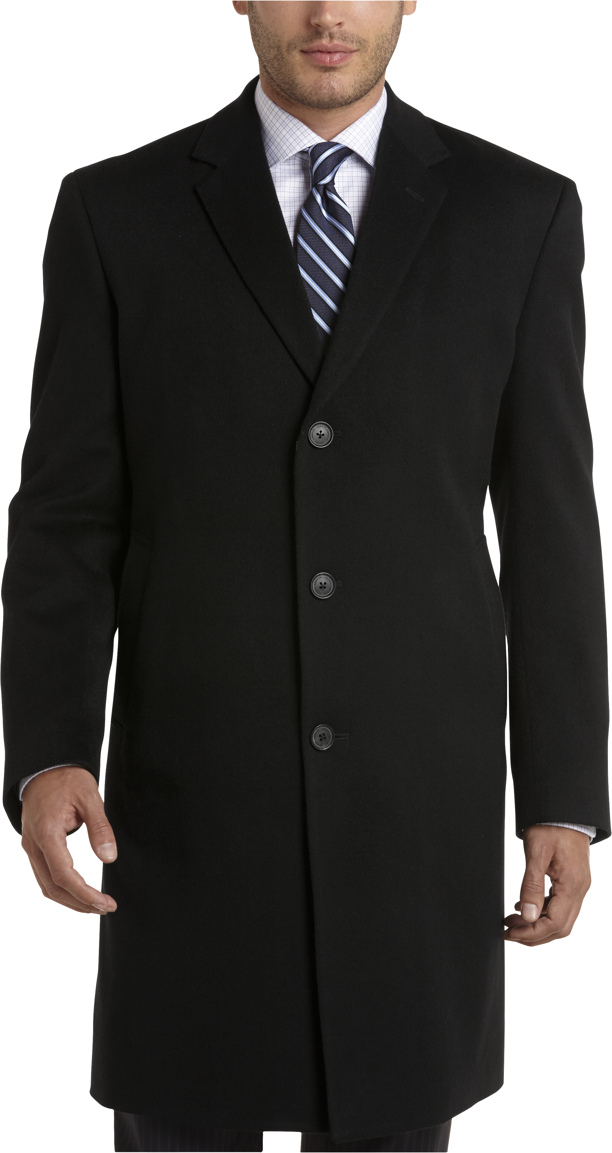 Joseph Abboud White Label 100% Cashmere Modern Fit Topcoat, Black - Men ...