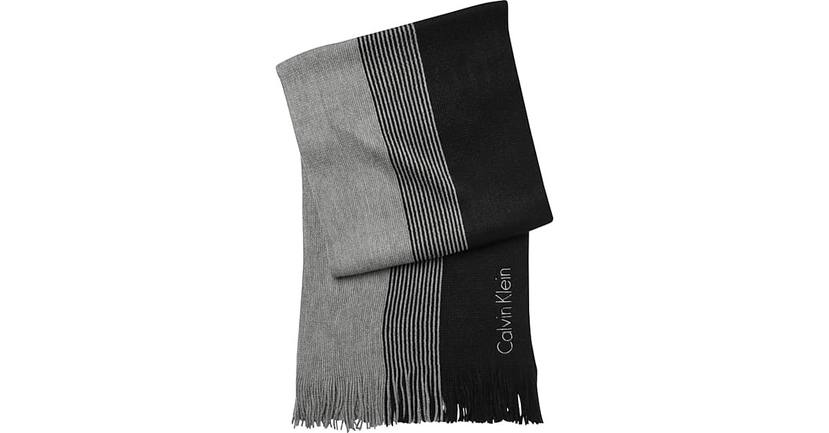 Calvin Klein Black & Gray Scarf Men's Scarves, Hats & Gloves Men's Wearhouse
