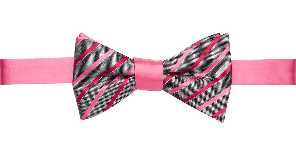 Calvin Klein Pink And Gray Stripe Pre Tied Bow Tie Men S