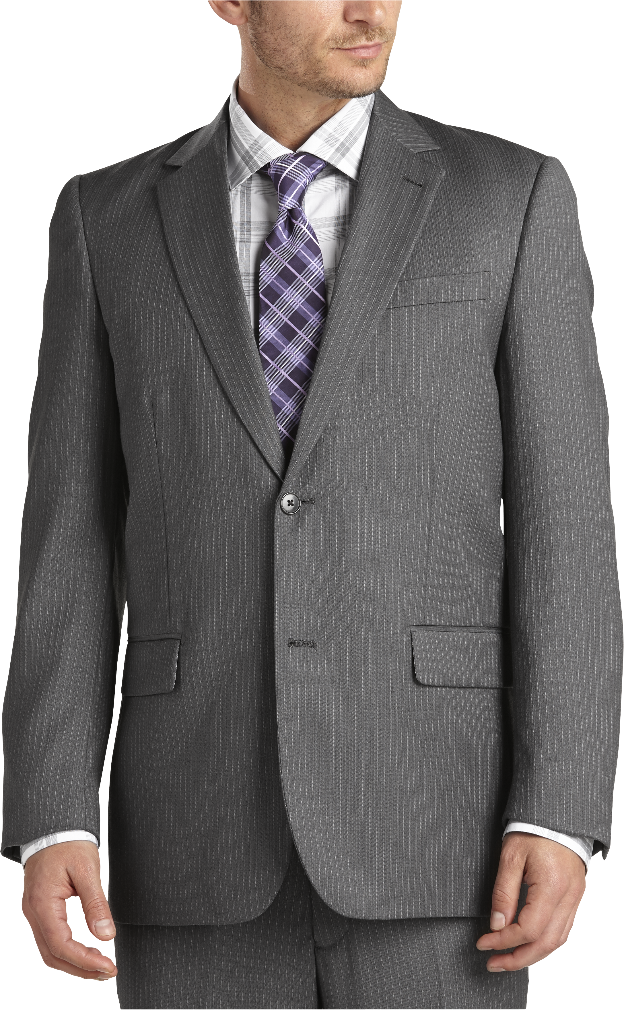 Men's Wearhouse Gray Multistripe Modern Fit Suit (Outlet)
