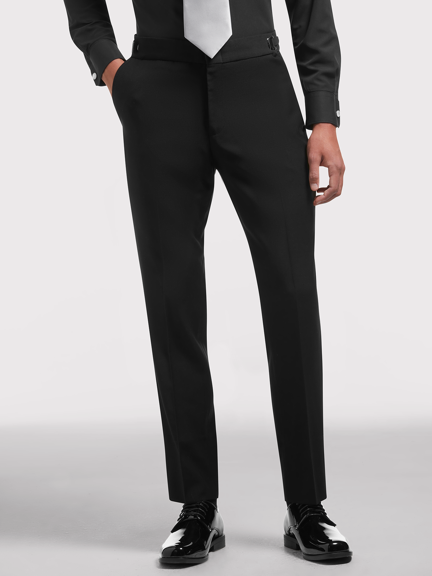 Silver Gray Satin Slim Fit Tuxedo Pants for Women – LITTLE BLACK TUX