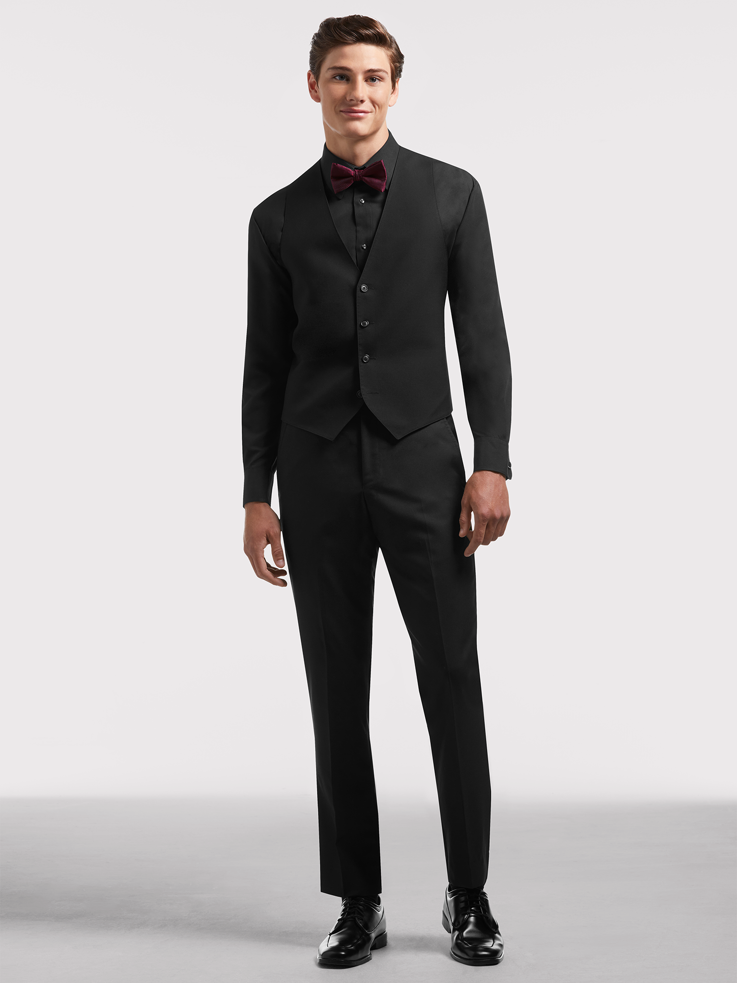 Black dress shirt store with black vest