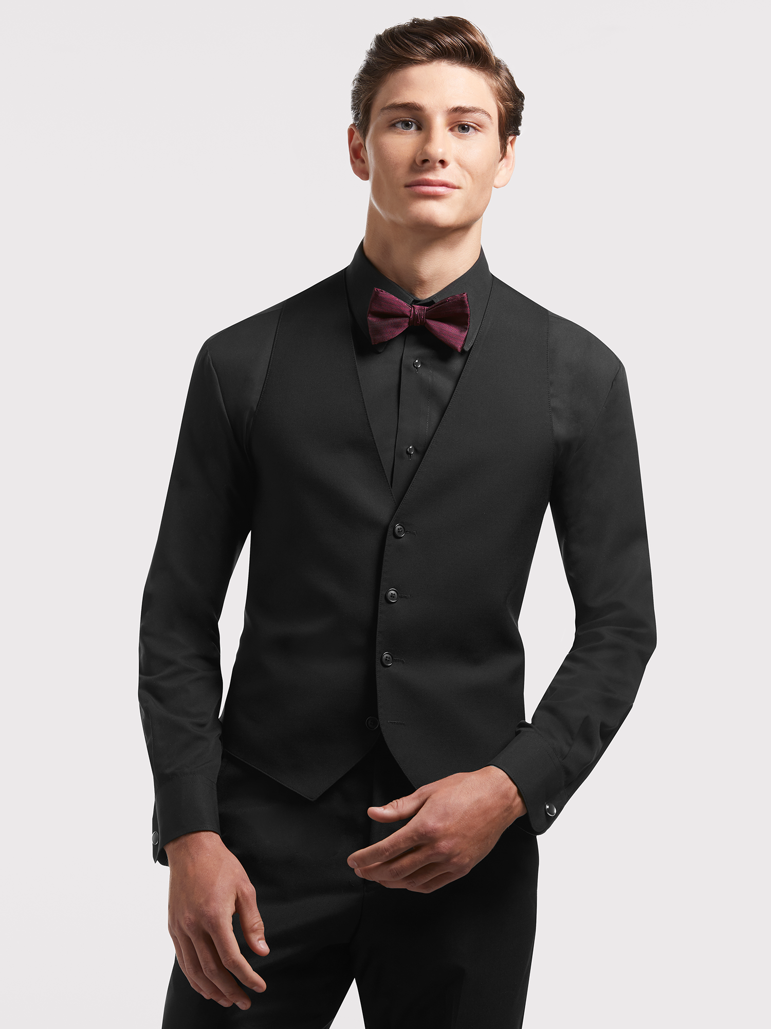 Black Satin Tuxedo Vest and Bow Tie (X-Small) at  Men's