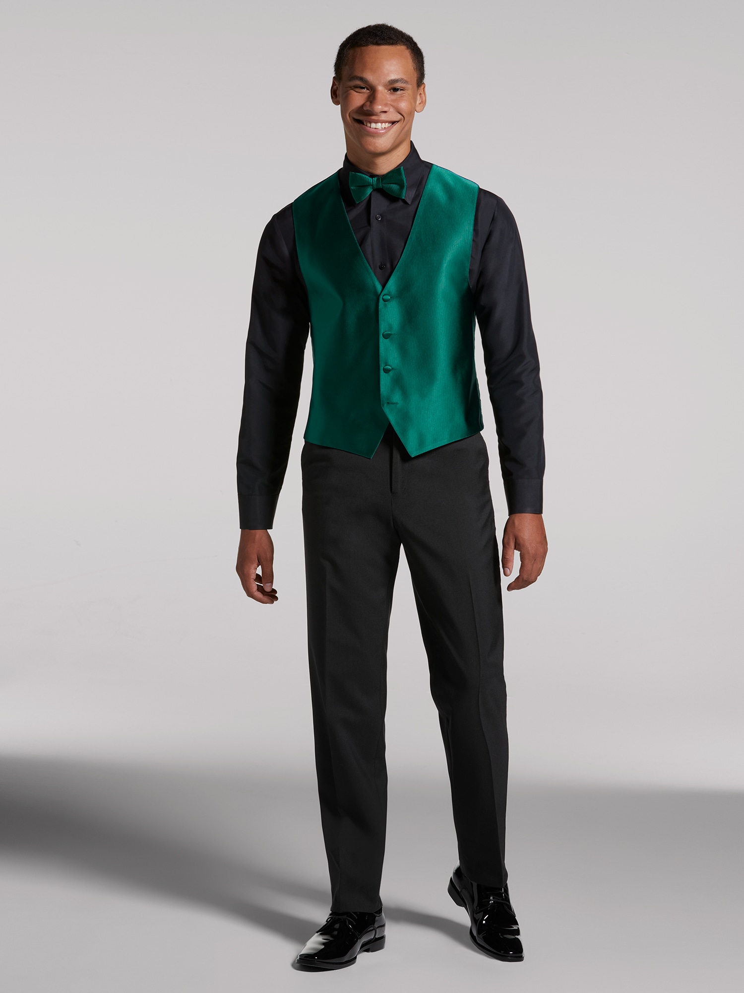 Black Satin Tuxedo Vest and Bow Tie (X-Small) at  Men's Clothing store