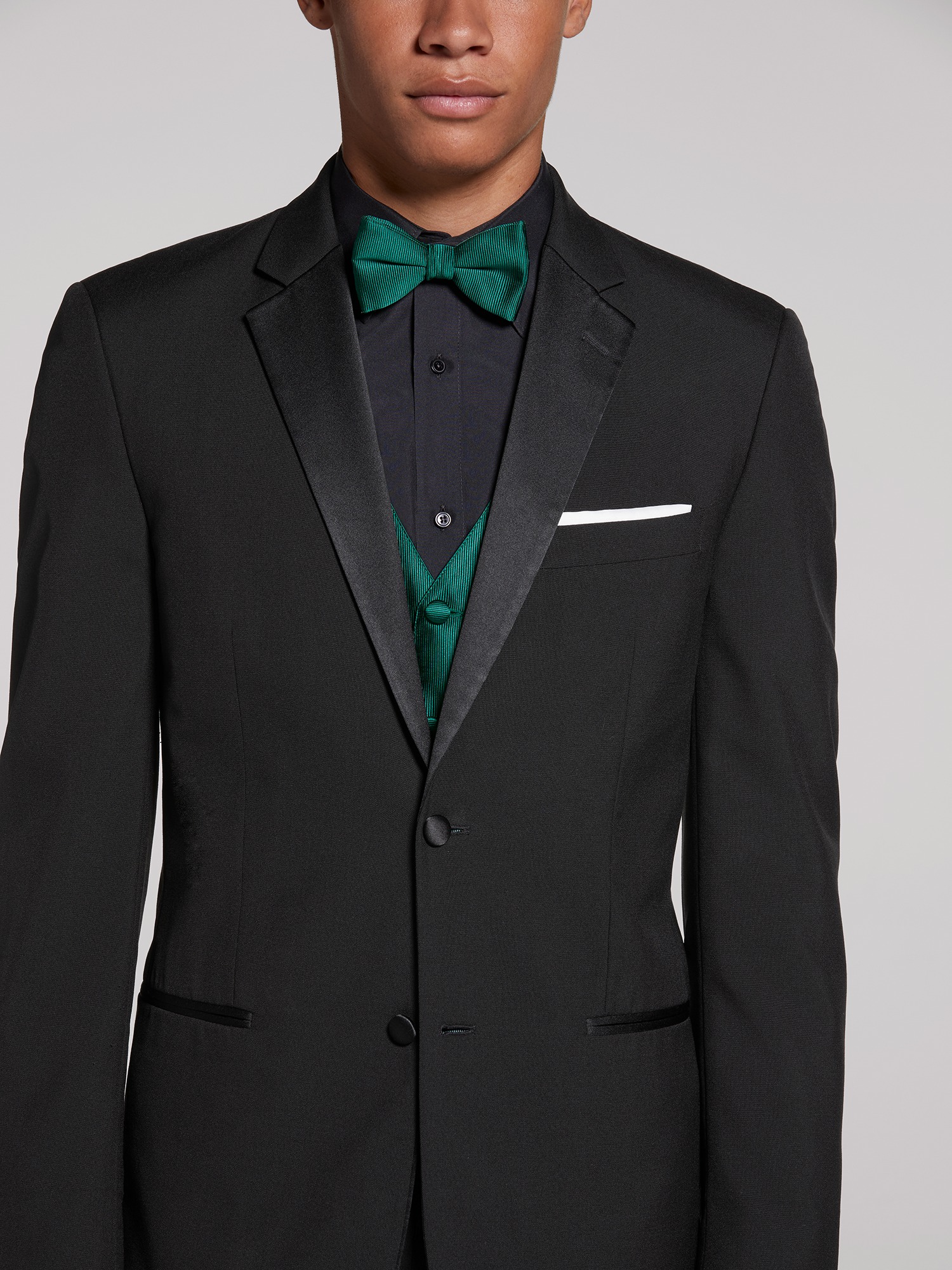 Black Satin Tuxedo Vest and Bow Tie (X-Small) at  Men's Clothing store