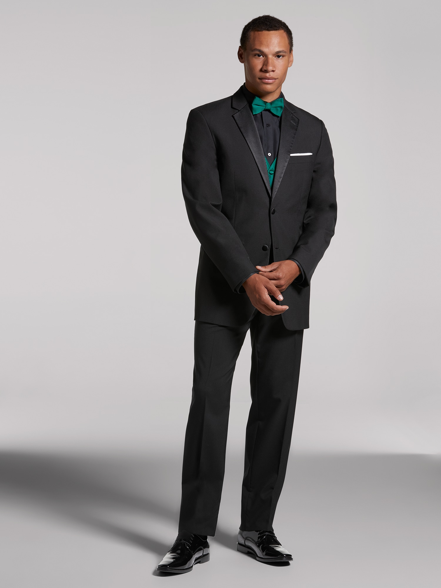 Ike Black Wool Plain Front Tuxedo Pants