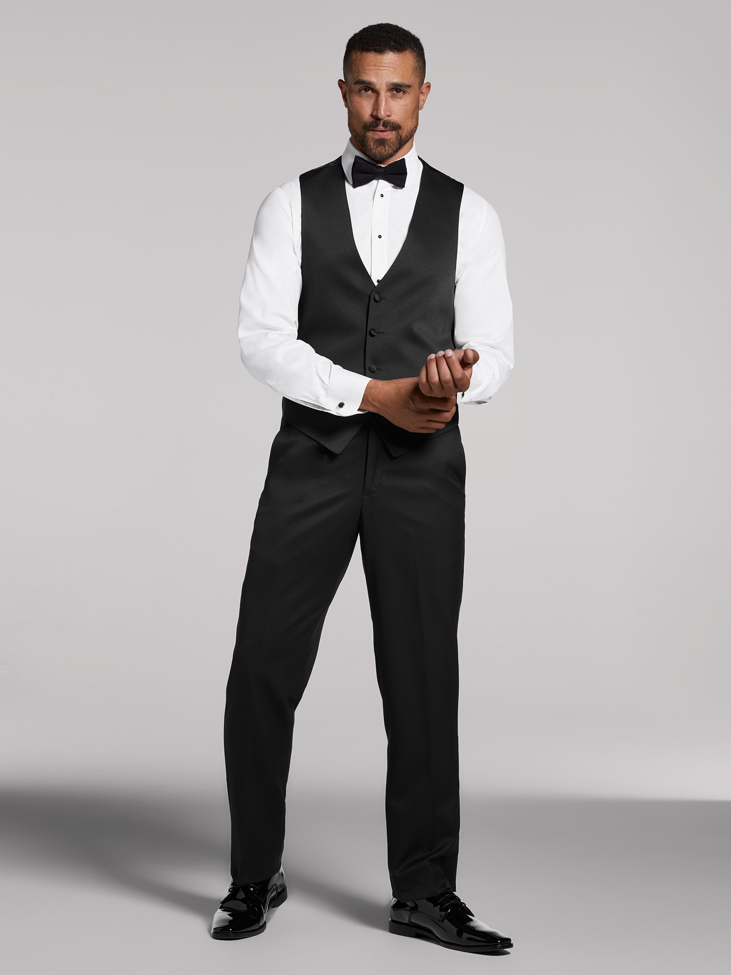 Dobell Black Slim-Fit Tuxedo Pants with Satin Side Stripe