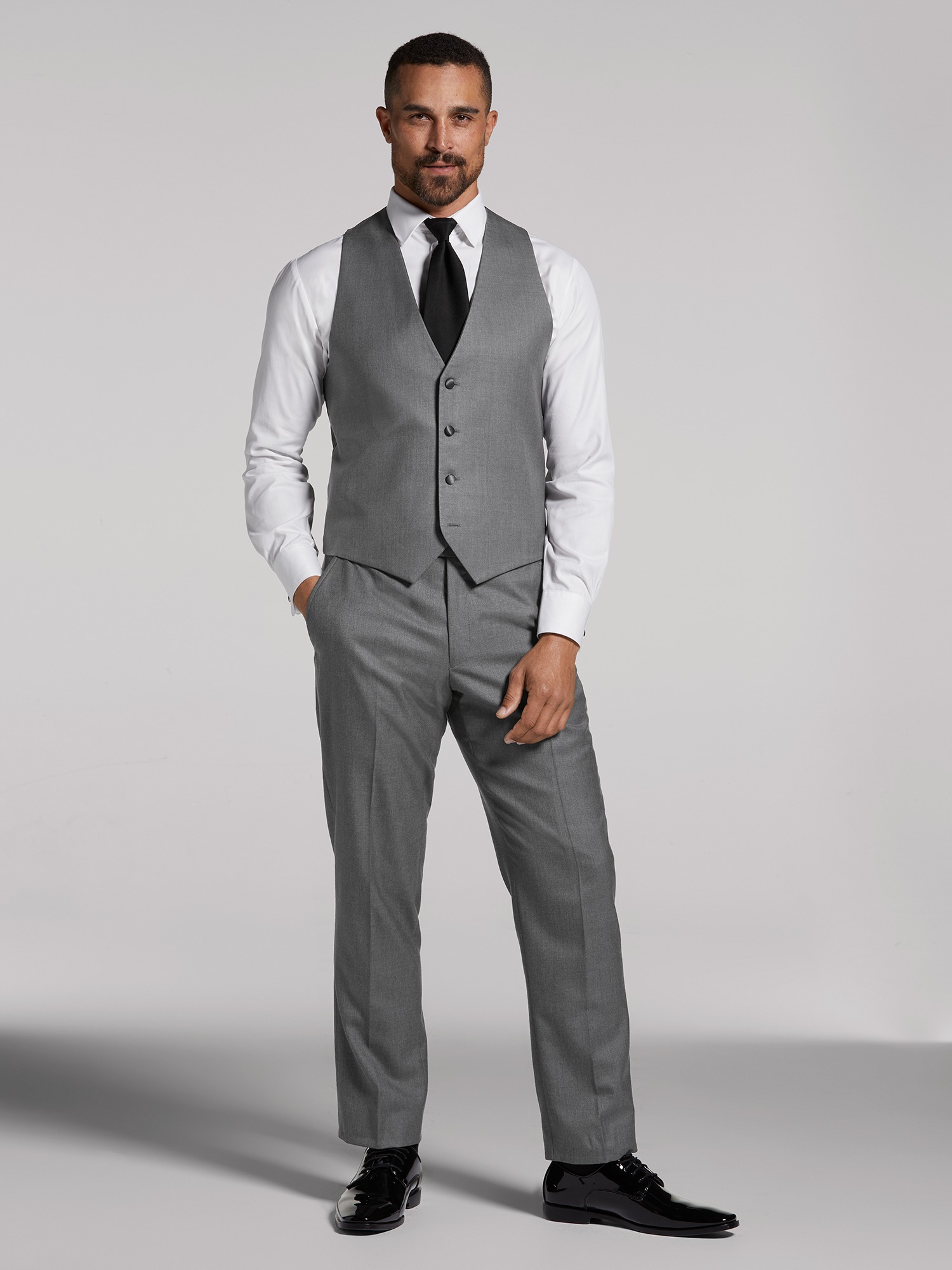 Charcoal grey tuxedo hot sale with black lapel