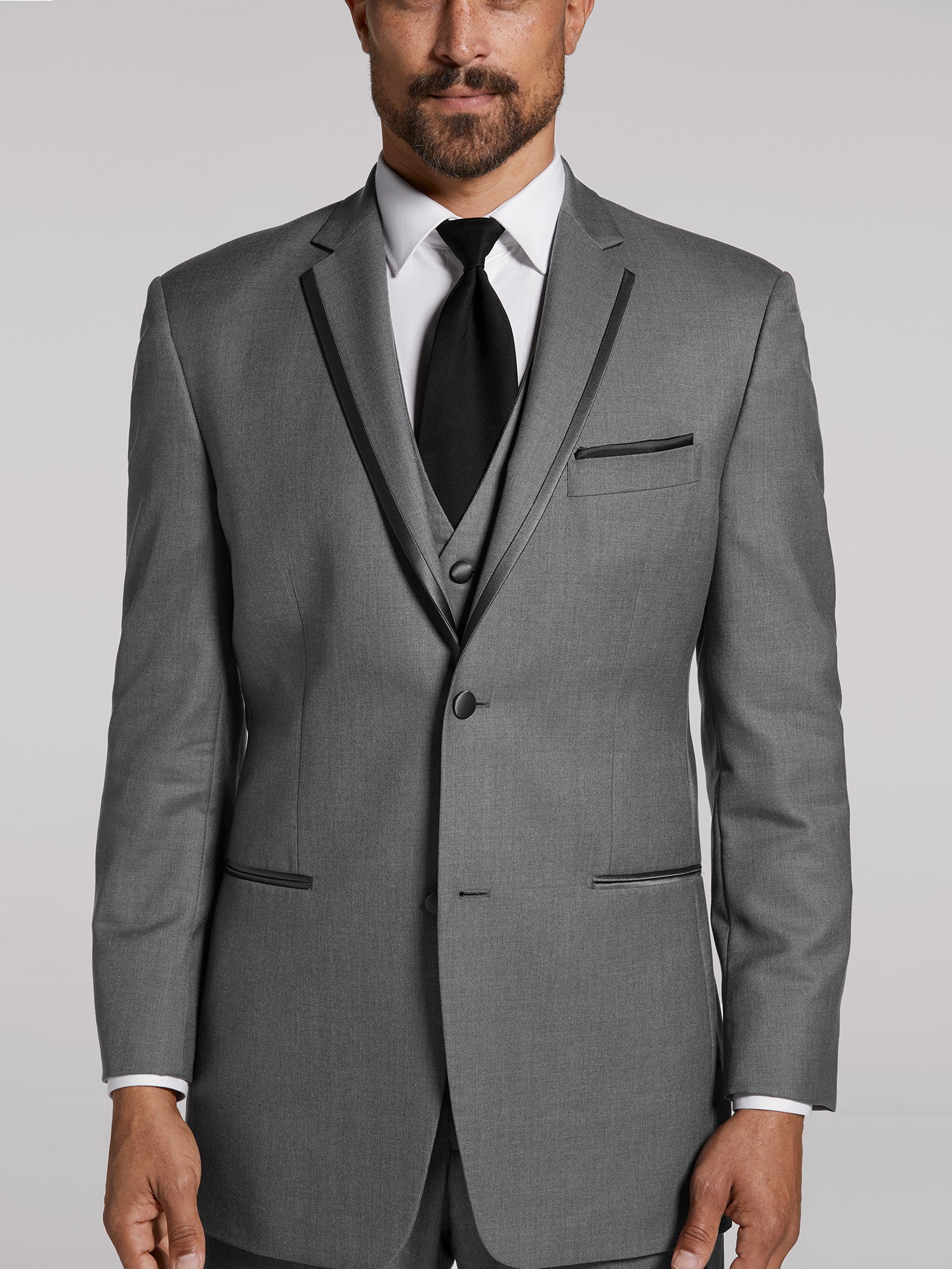 Dark Gray Slim Fit Notch Lapel Wool Suit for Men by