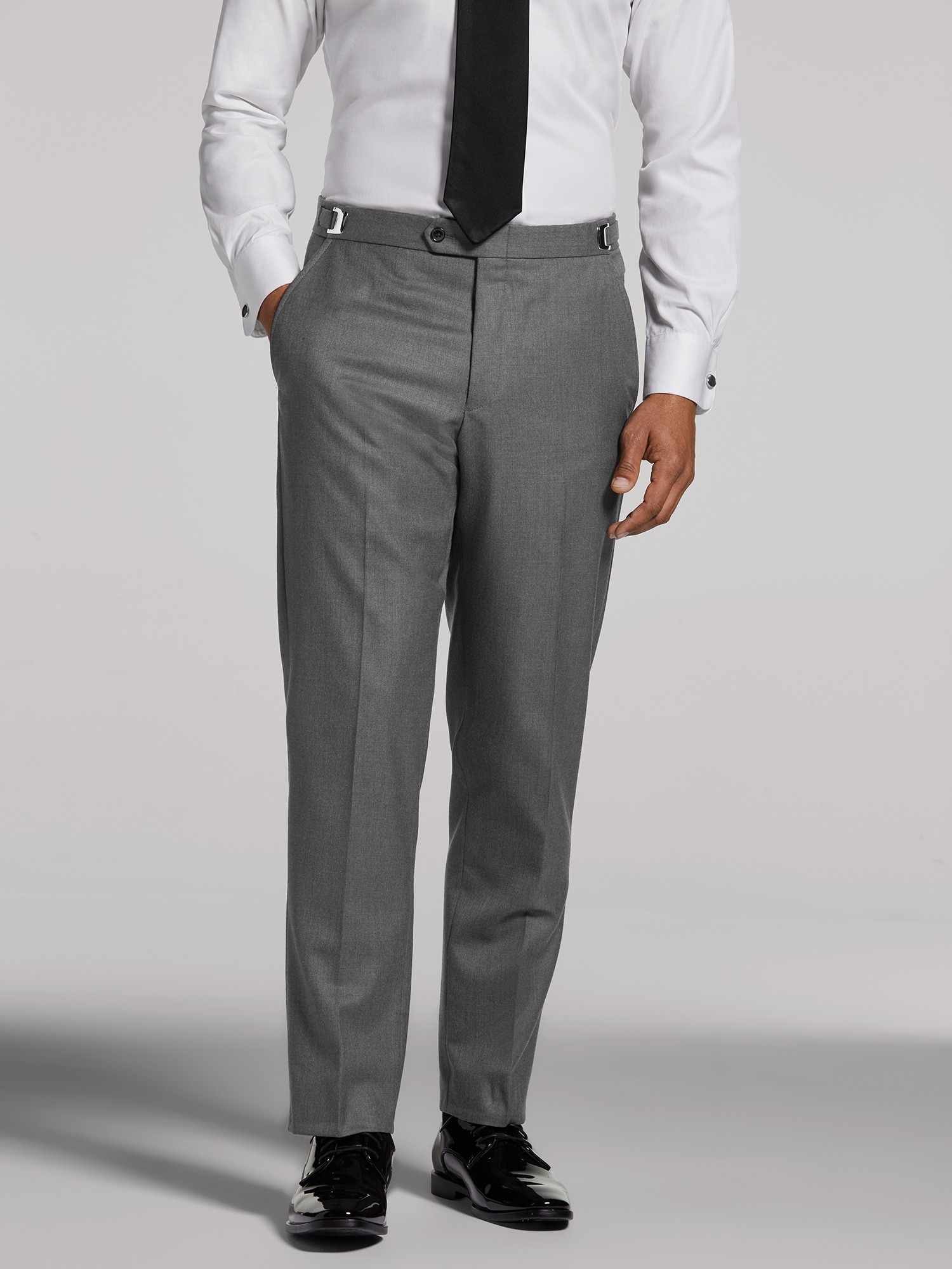 TROUSERS WITH SATIN WAISTBAND - Anthracite grey