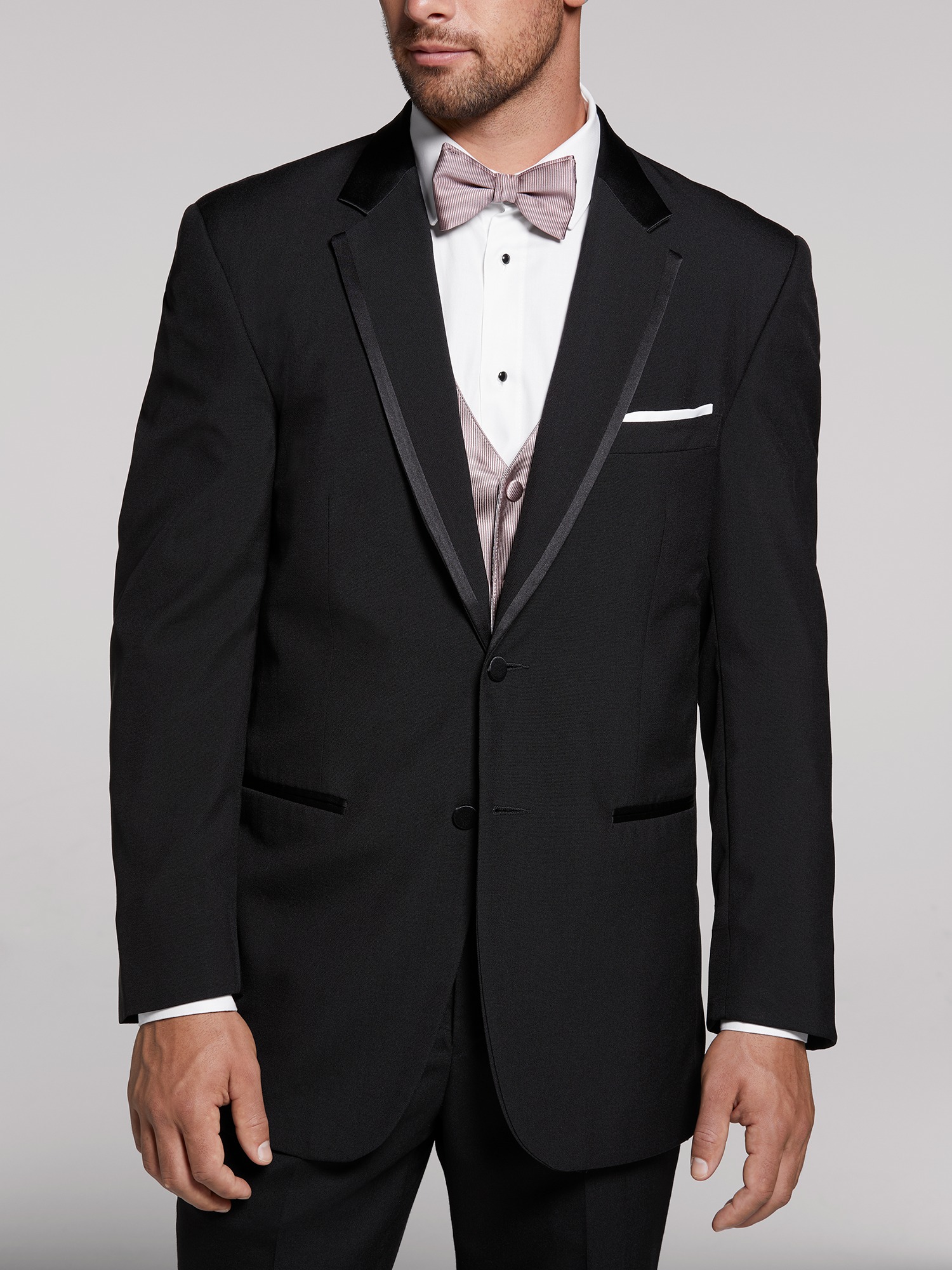 Wilke-Rodriguez Black Satin Edged Notch Lapel Tuxedo